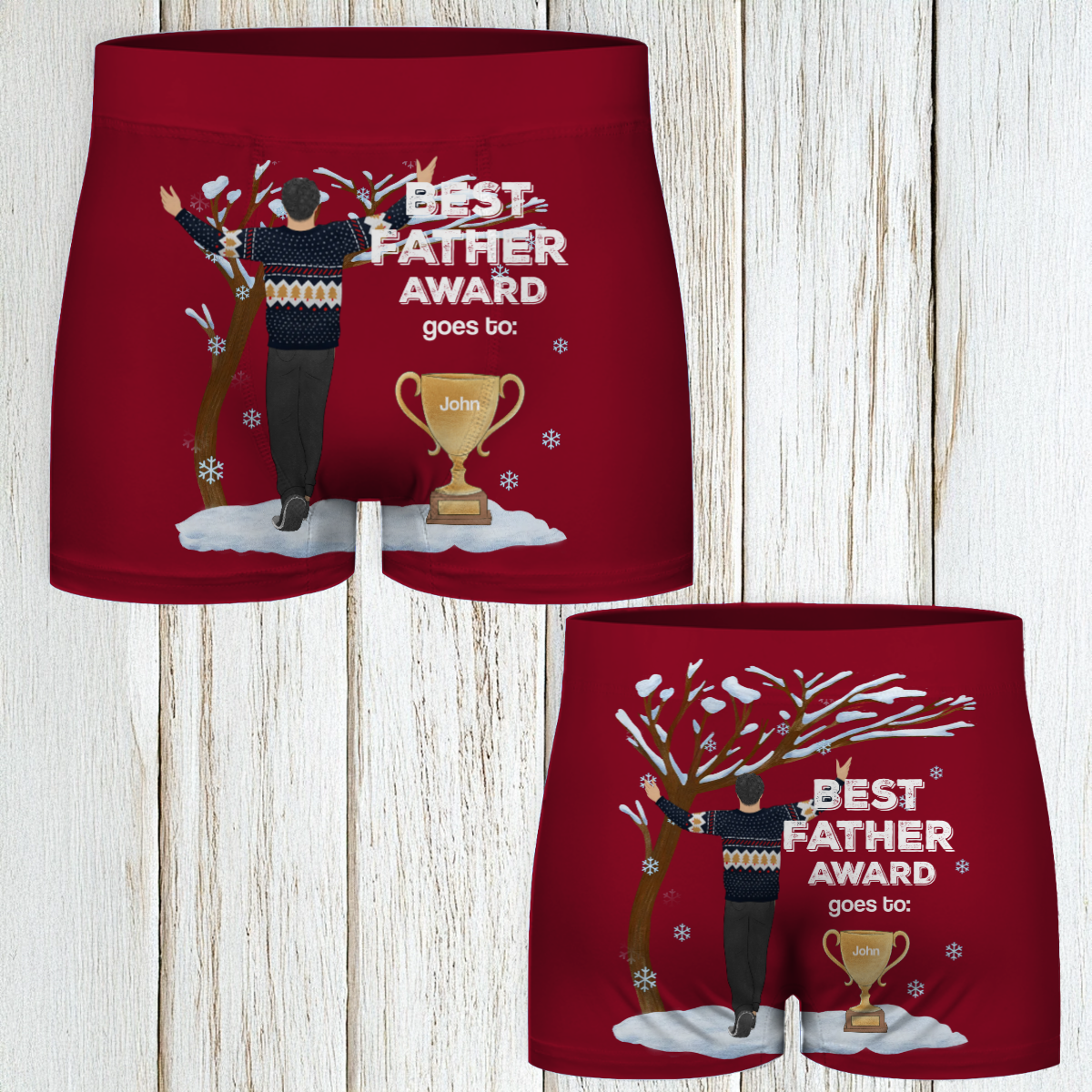 Personalised Best Father Award Men's Boxer Shorts (D7266859)