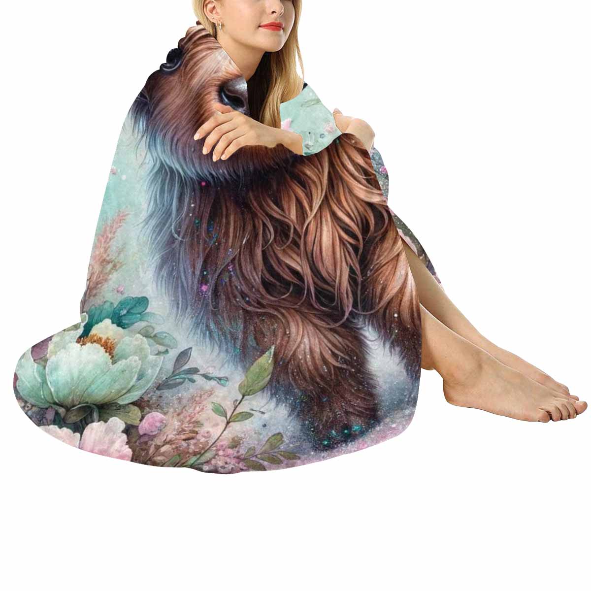 Higland Cow Awd1418  Circular Micro Fleece Blanket 60"