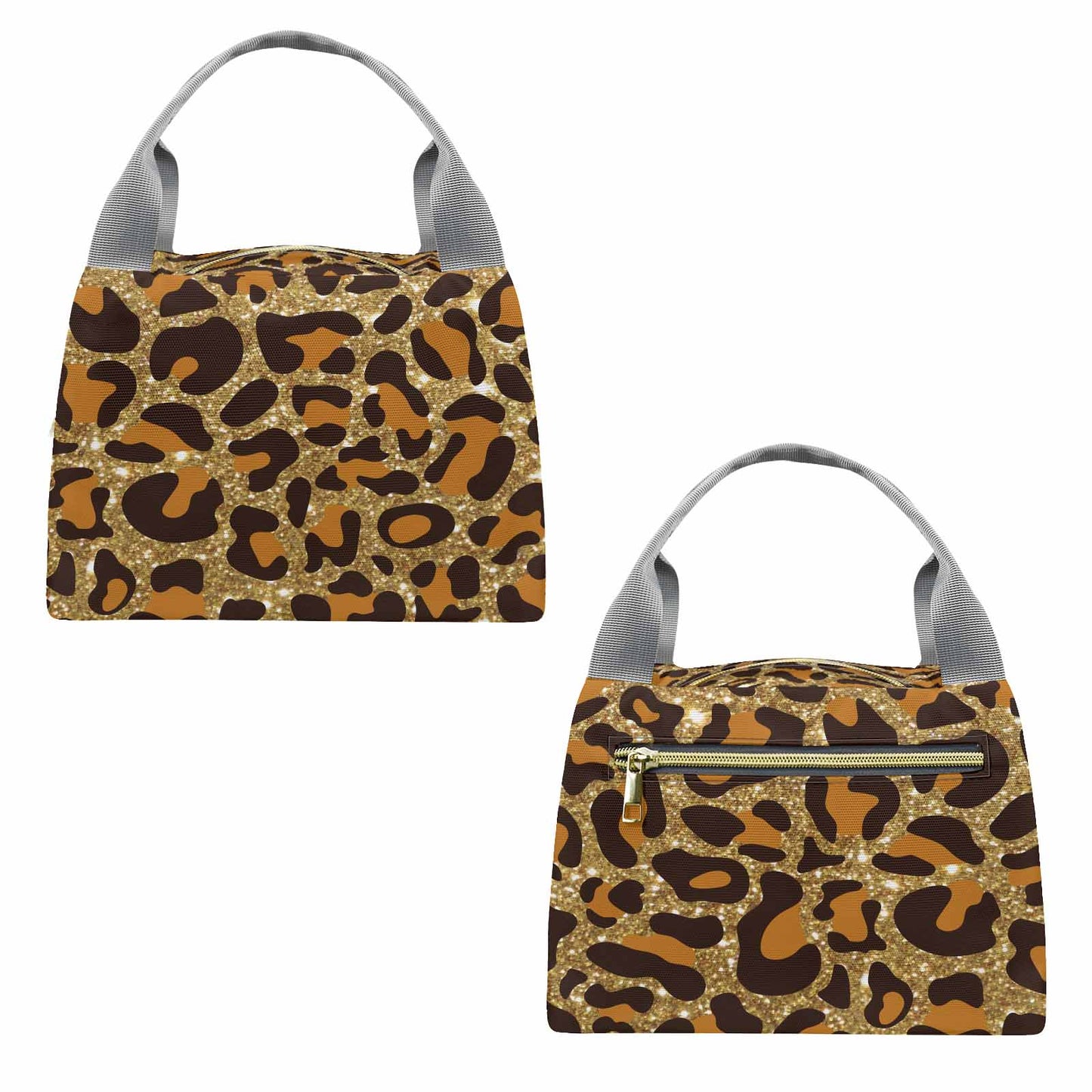 Animal print 5  Portable Lunch Bag-Grey Handle