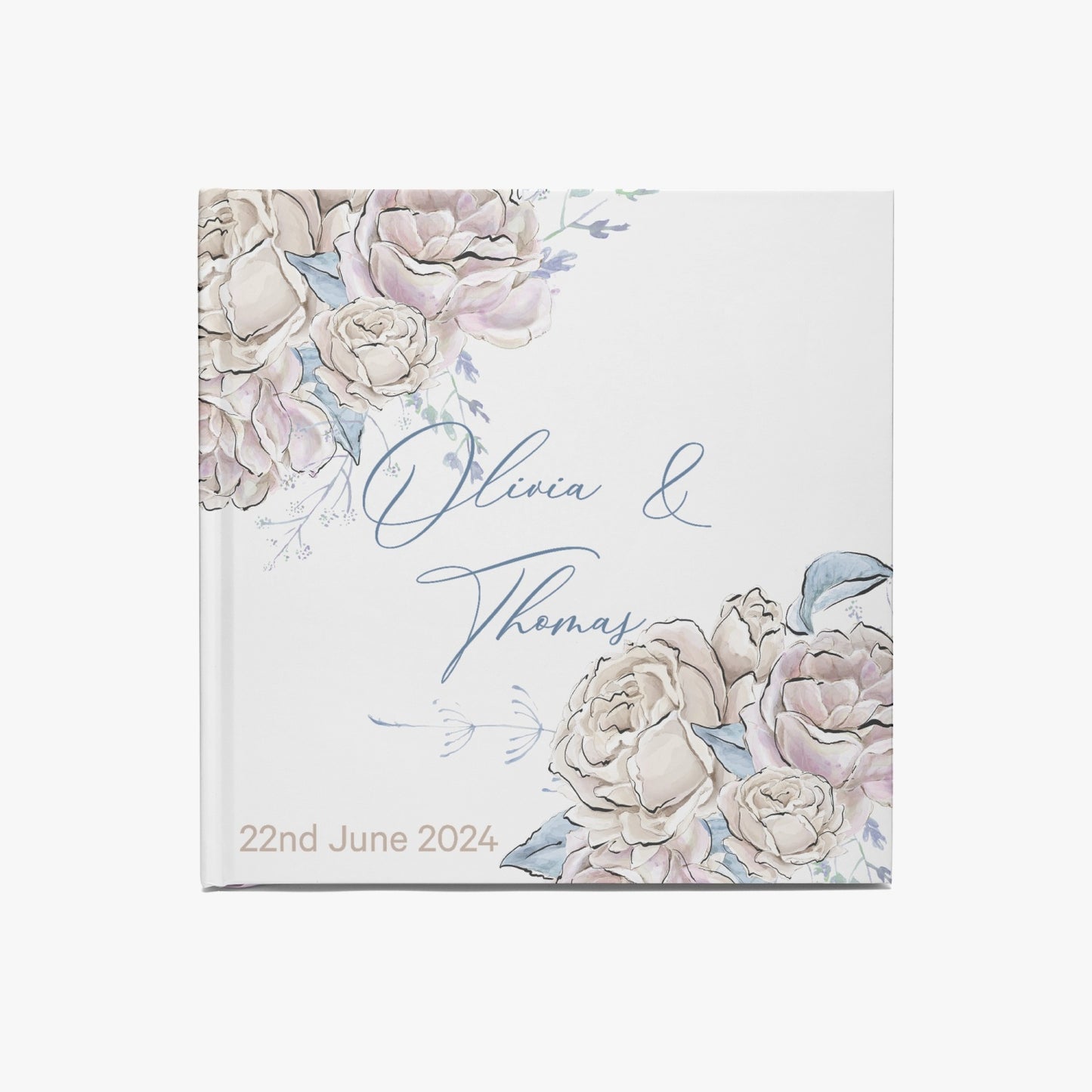 Square Wedding Guest Book, Romance Floral, Personalised