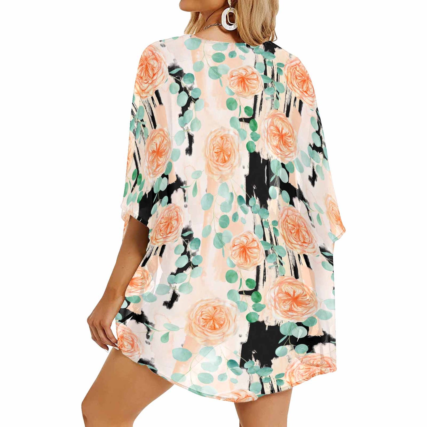 Rose Eucalyptus Women's Kimono Chiffon Cover Up