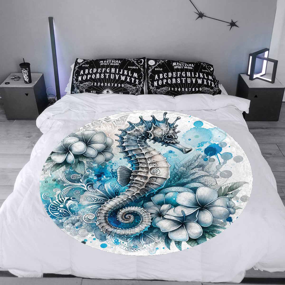Sea_Animals_Seahorse_Awd351103  Circular Micro Fleece Blanket 47"