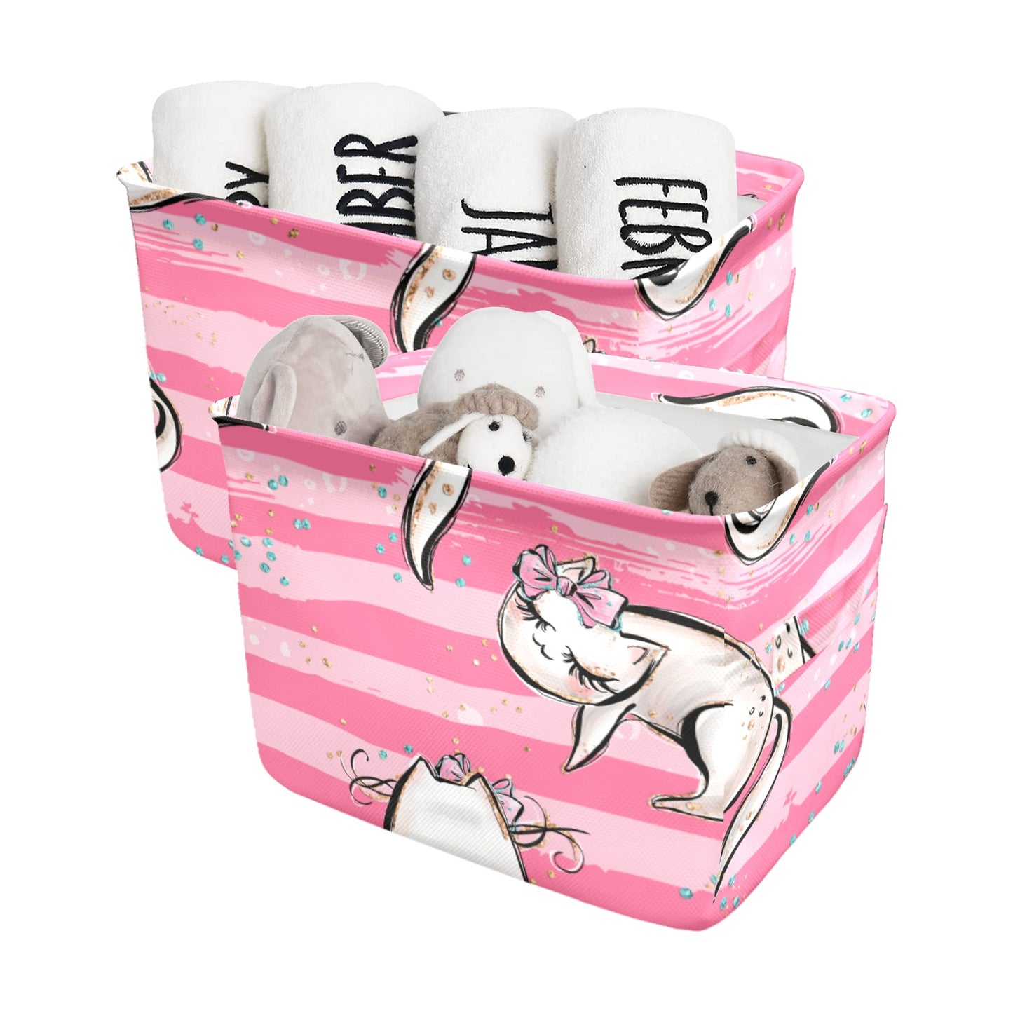 Pink Cats Fabric Storage Basket