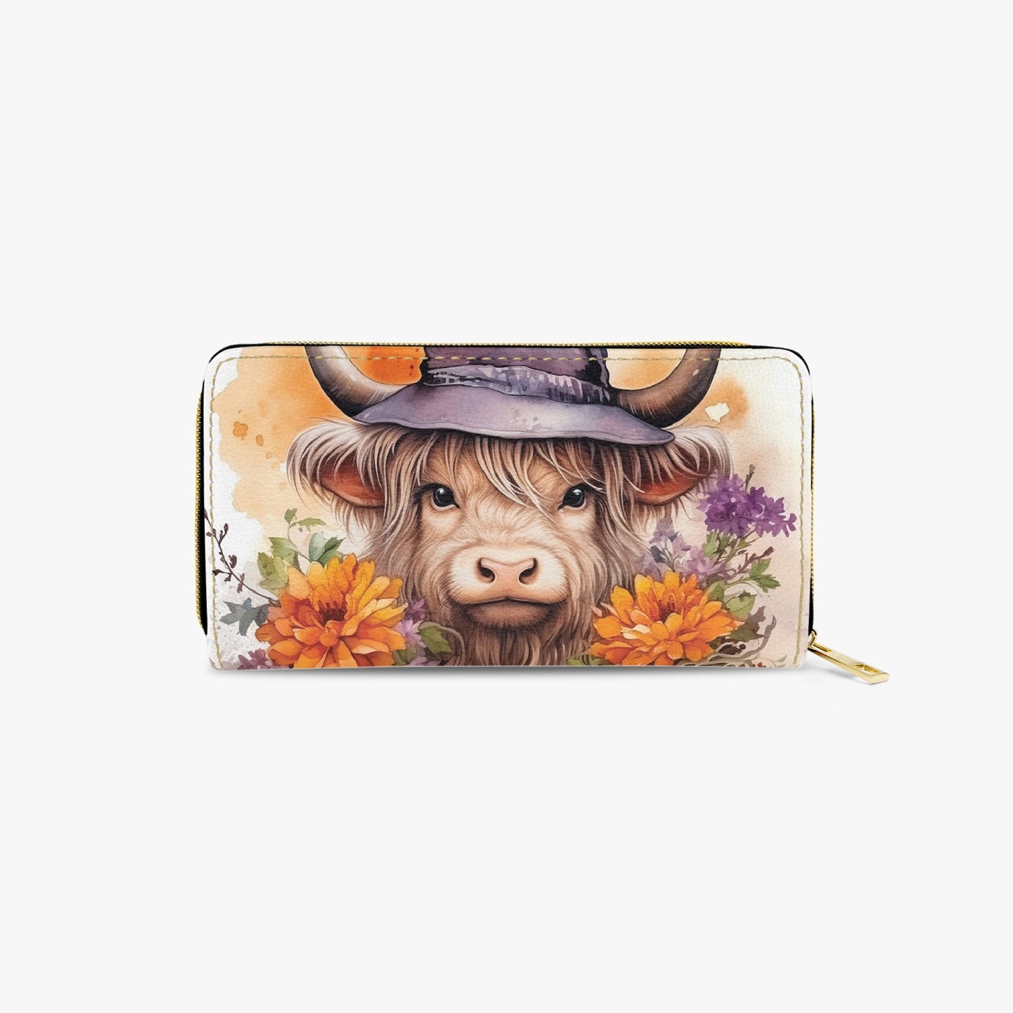 Long Type Zipper Purse - Highland Cow