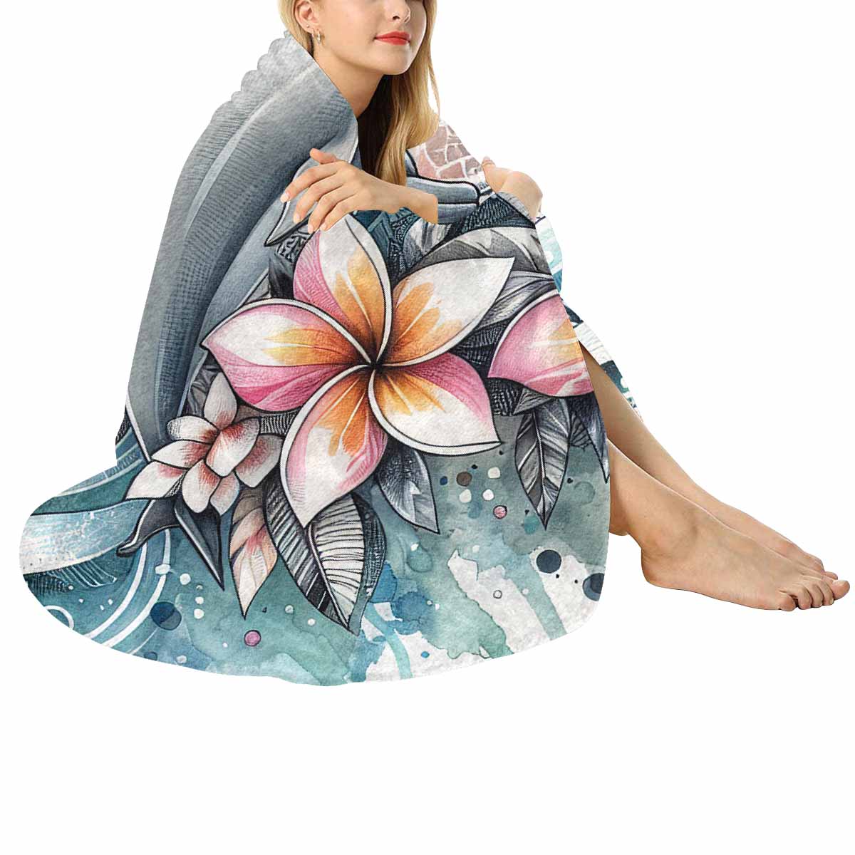 Sea_Animals_Dolphin_Awd351114  Circular Micro Fleece Blanket 47"