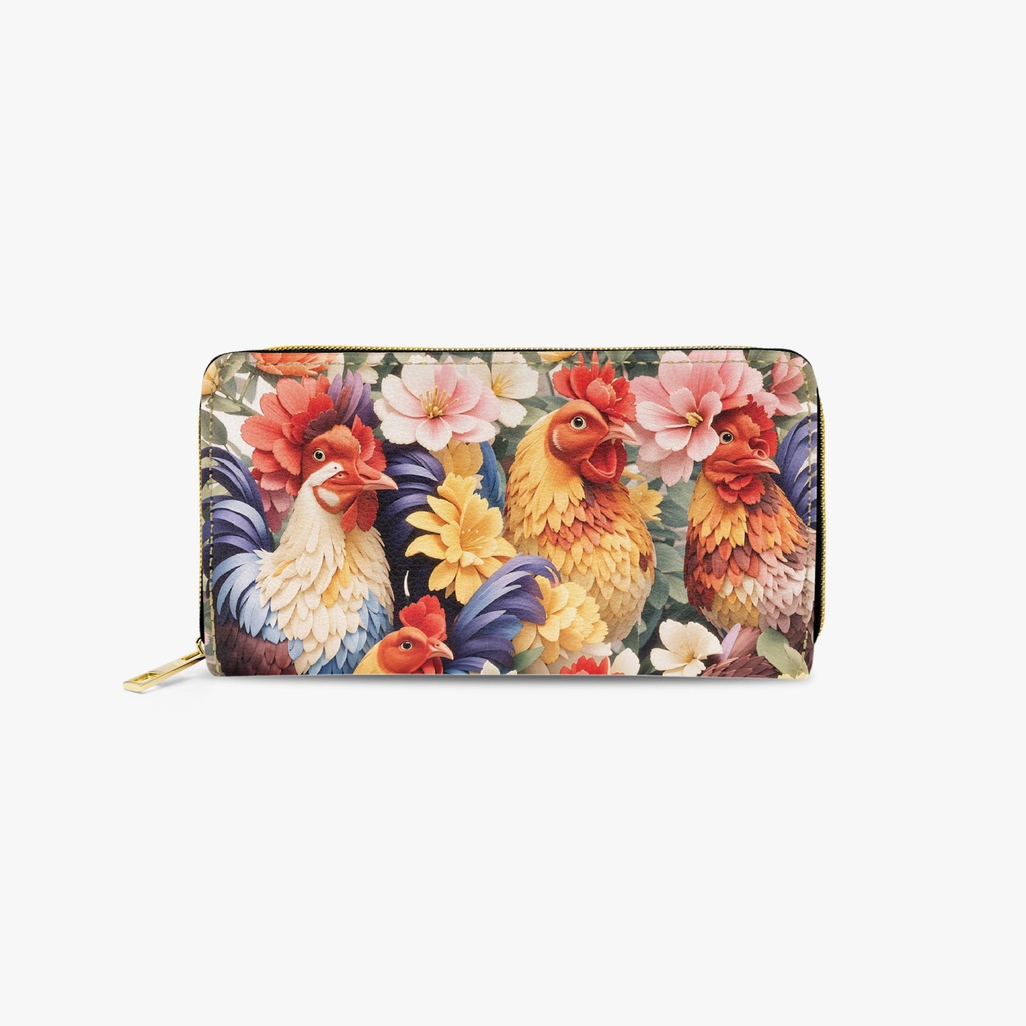 Long Type Zipper Purse - Chickens/Roosters