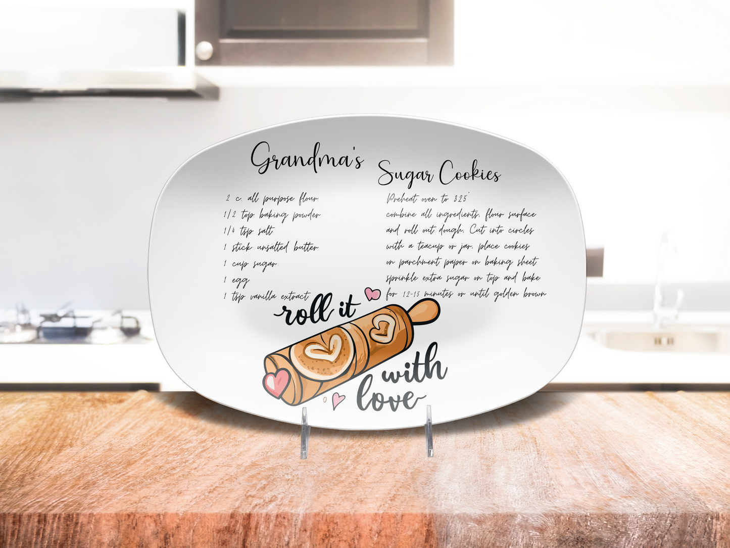 Personalised Handwritten Family Recipe Heirloom Roll it with Love Plate/Platter