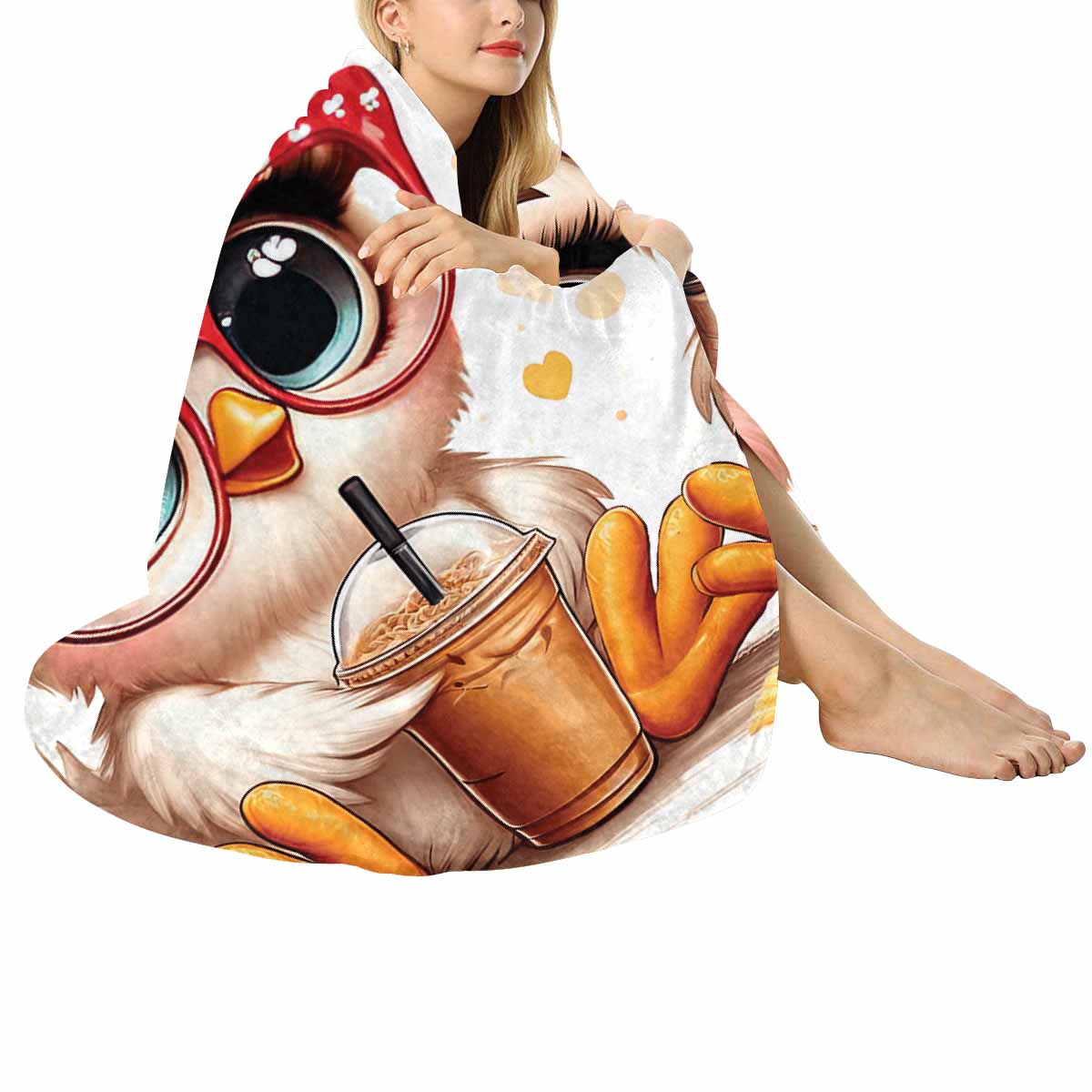 Chickens_Awd35173  Circular Micro Fleece Blanket 47"