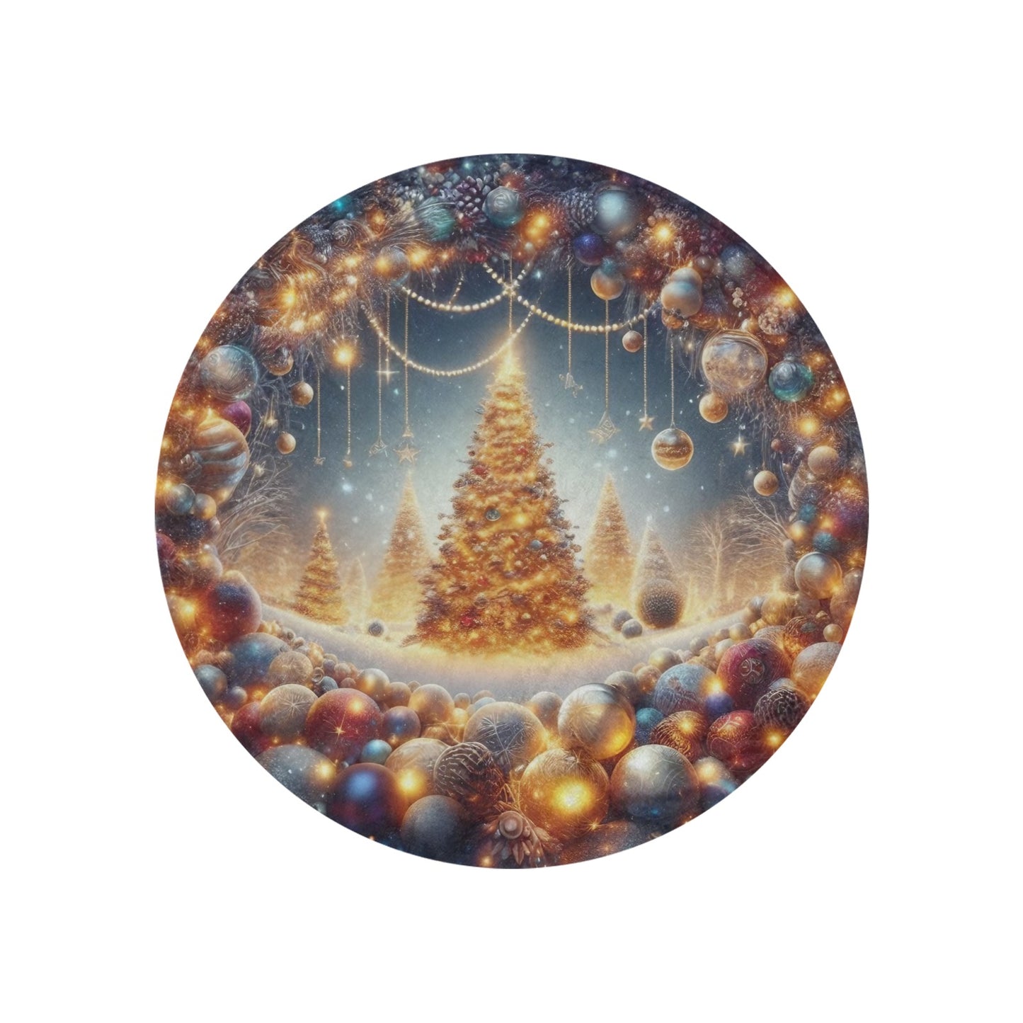 Christmas Tree Circular Micro Fleece Blanket