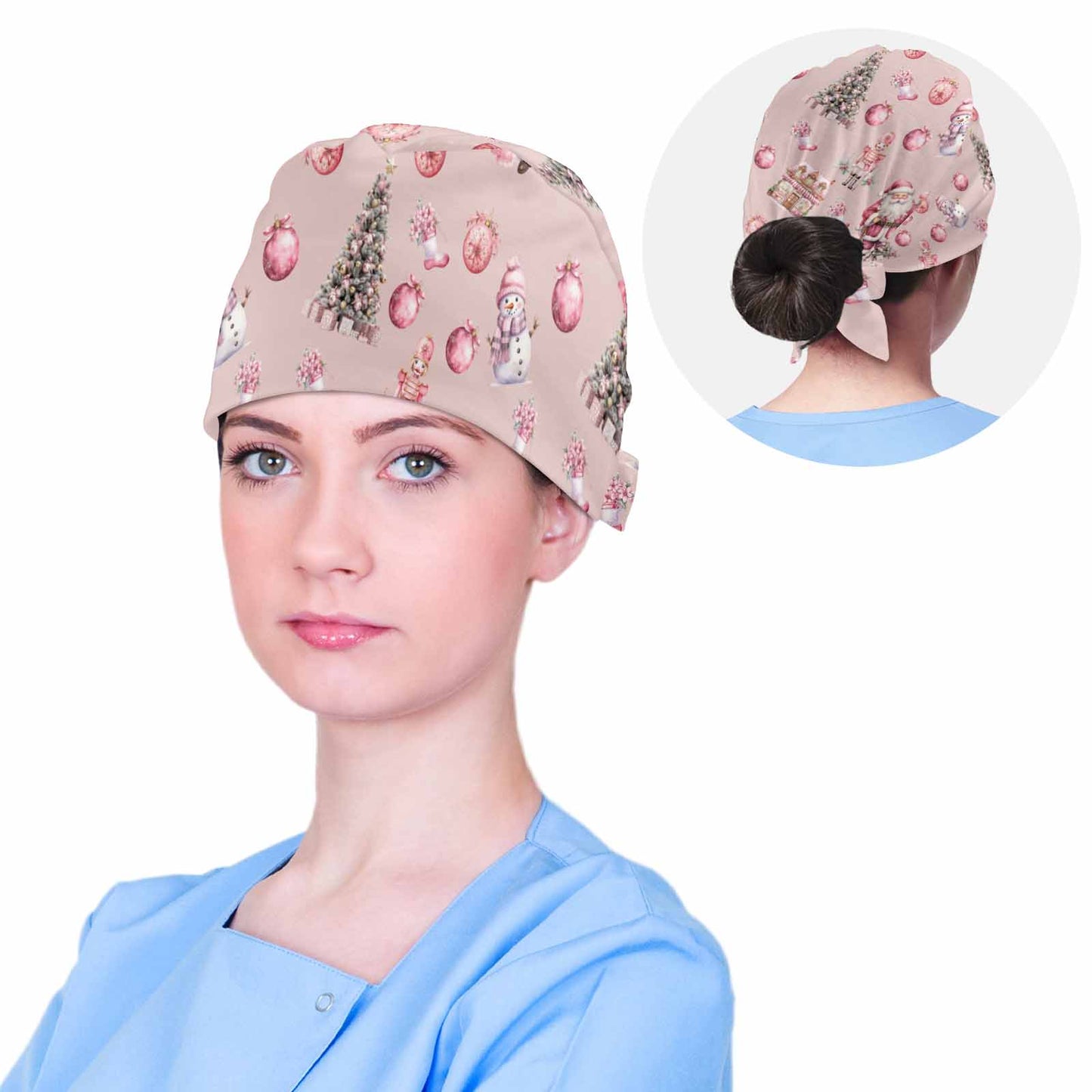 PinkChristmasSml  Scrub Cap