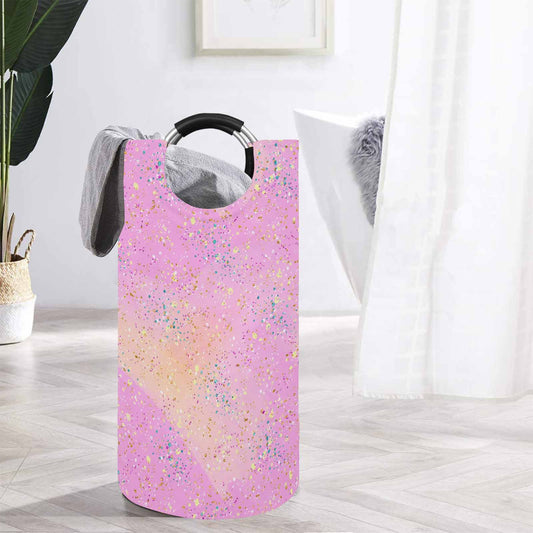 Pink Splash  Round Laundry Basket