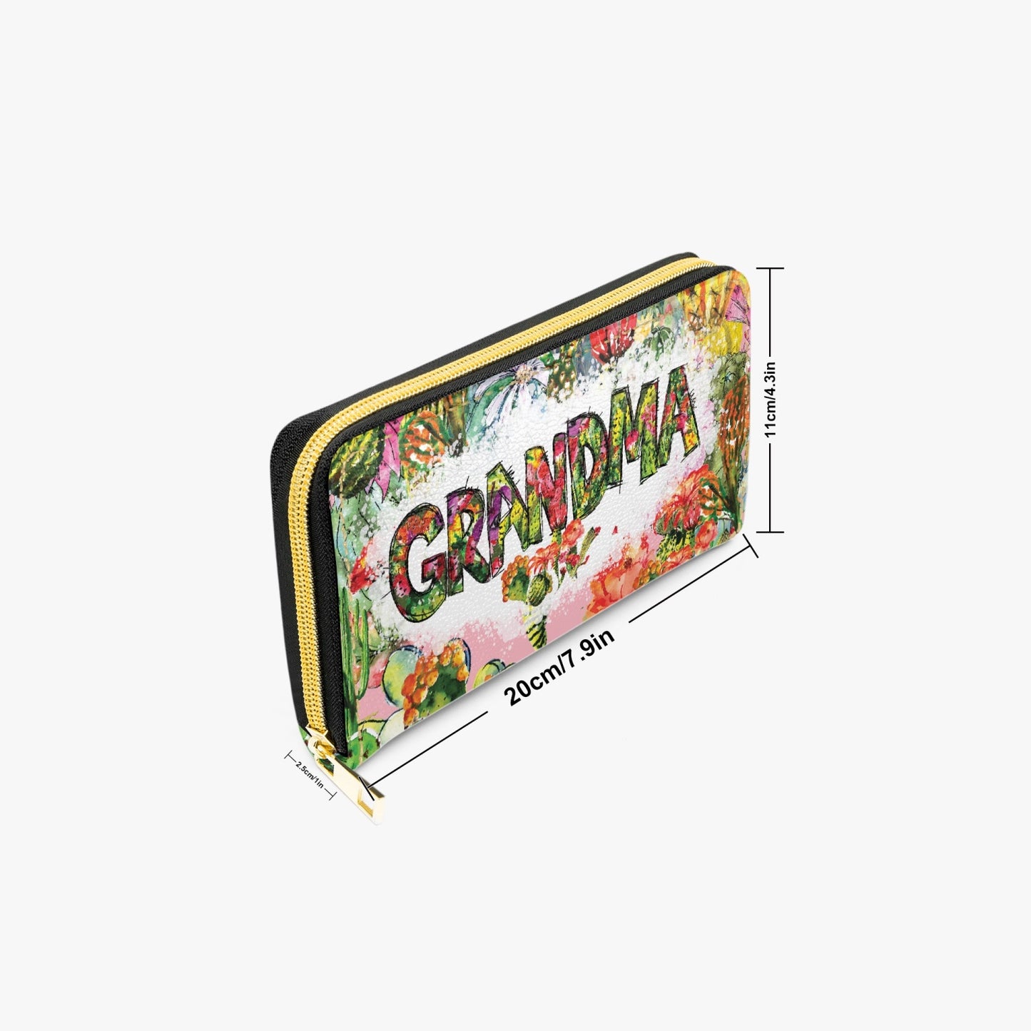 Long Type Zipper Purse - Tropical Floral, Grandma