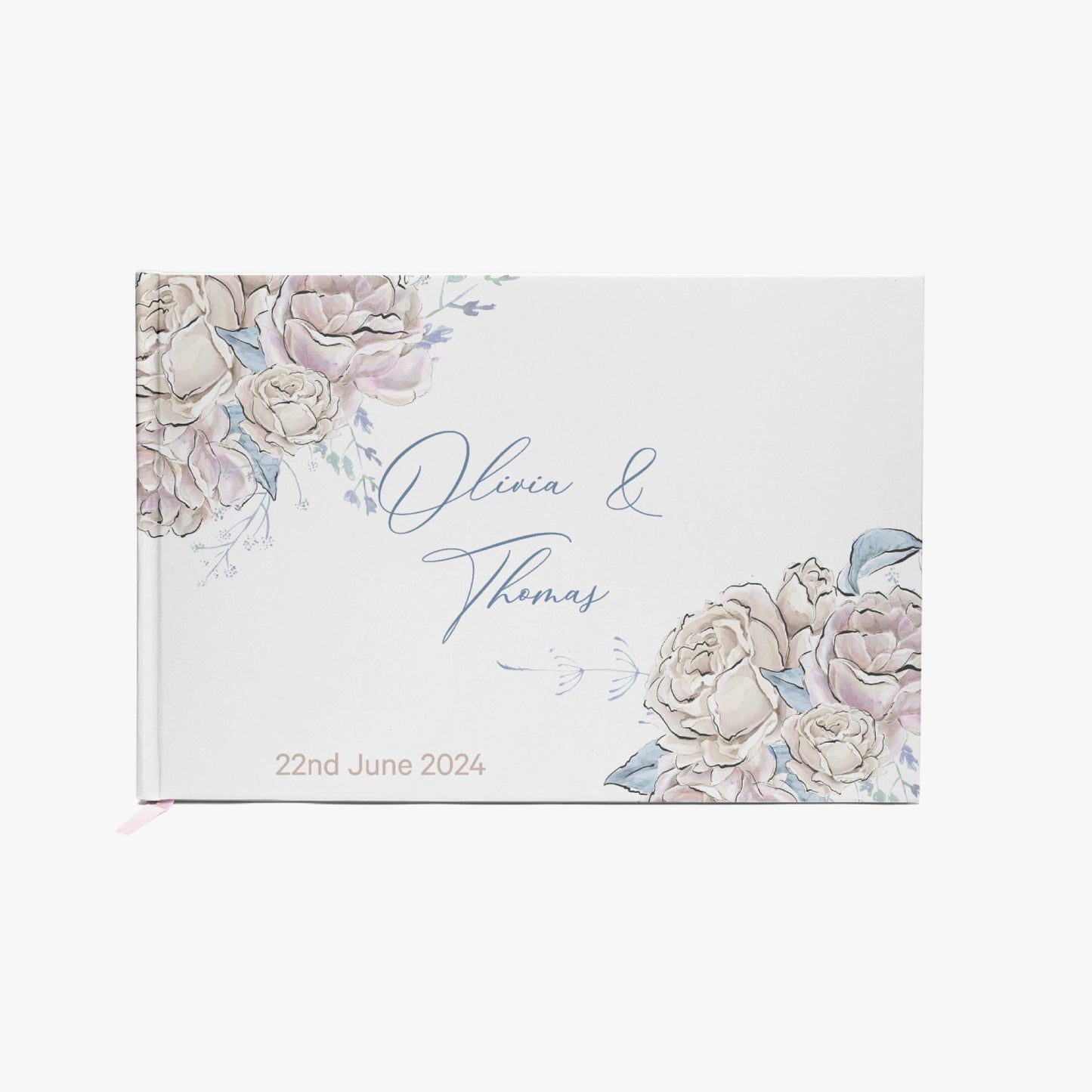 Rectangle Wedding Guest Book, Romance Floral, Personalised