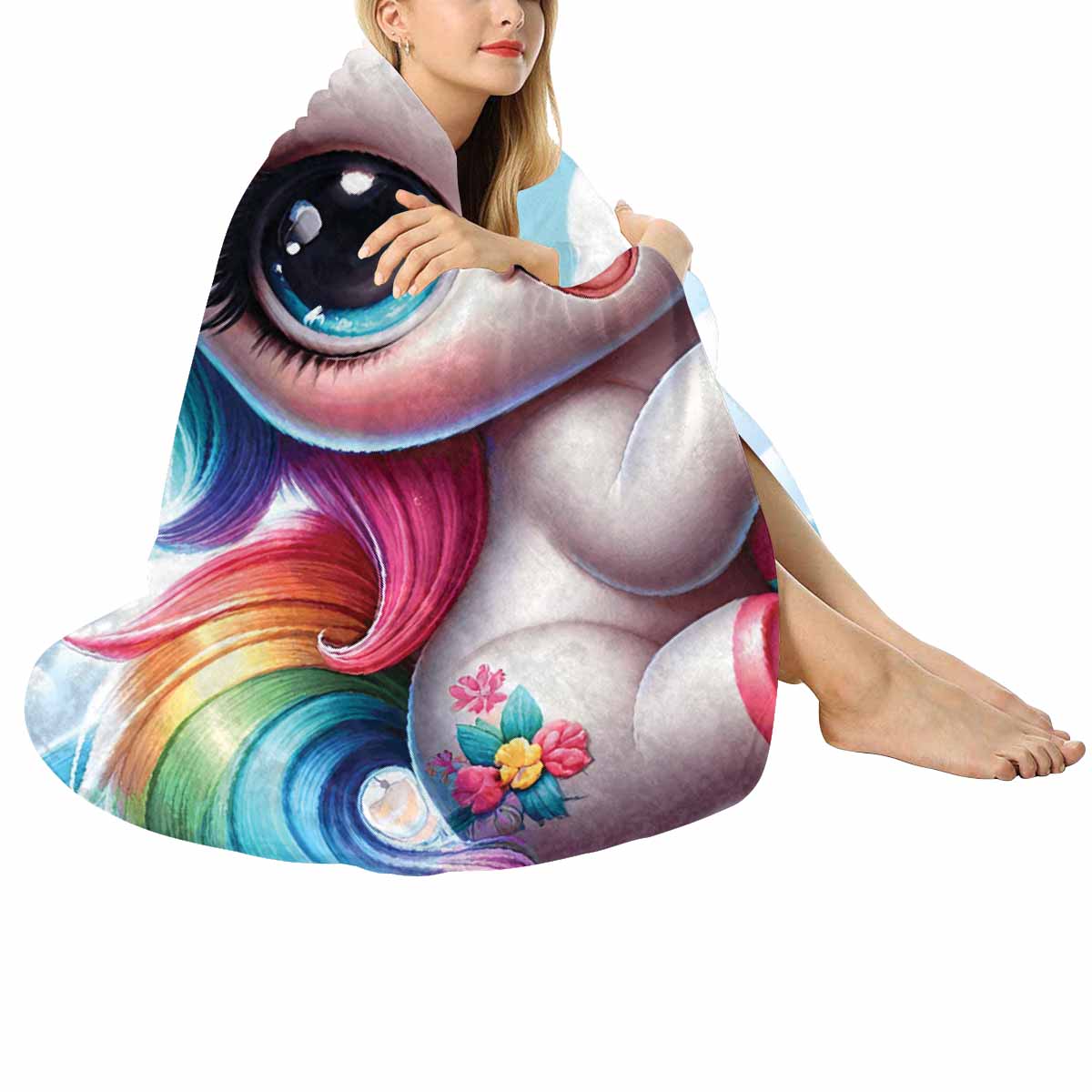 Unicorn_Awd35124  Circular Micro Fleece Blanket 47"