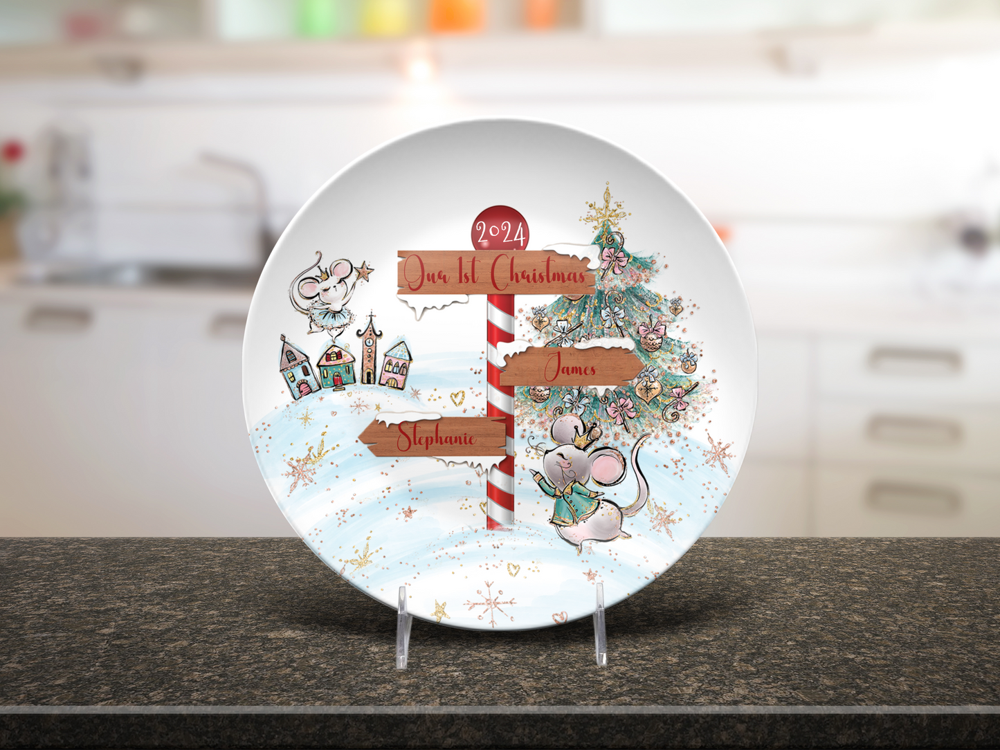 Personalised North Pole Christmas Plate, Family Christmas Plate