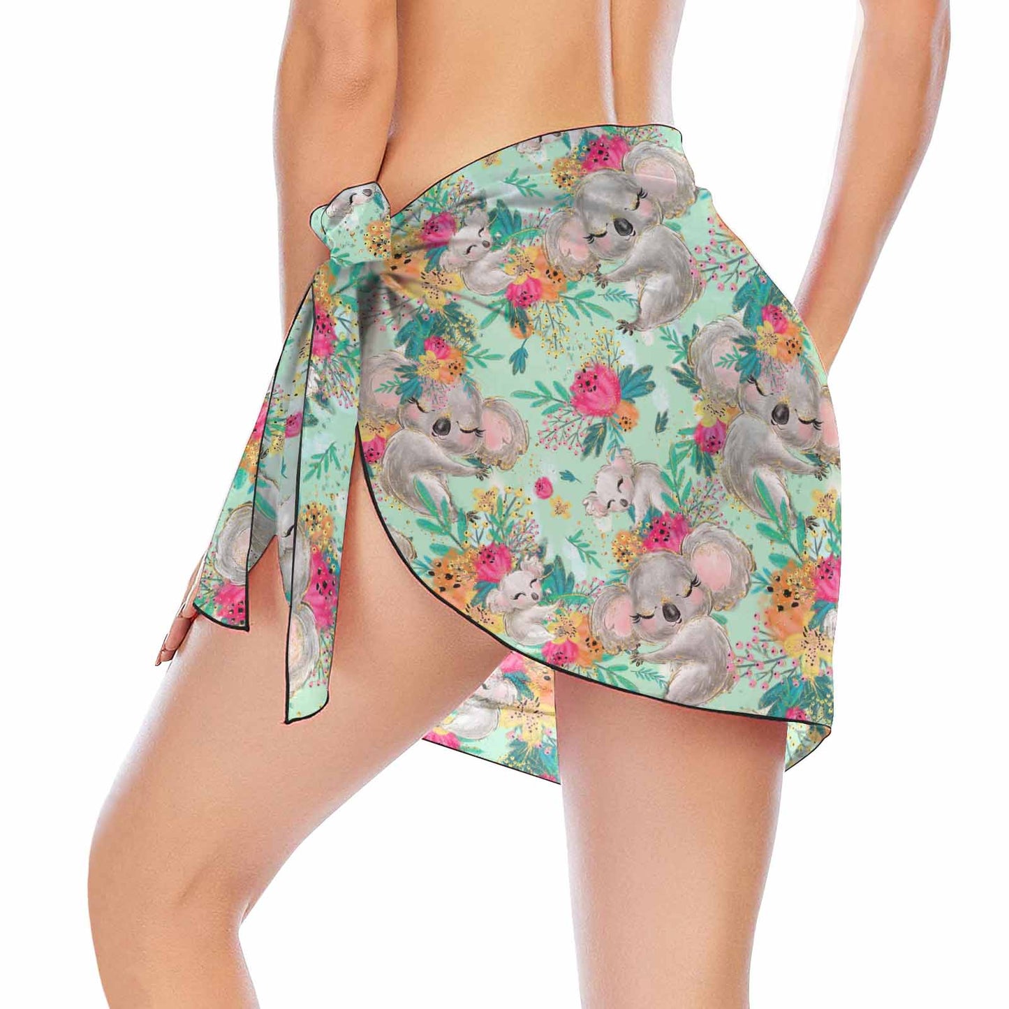 Australian Animals Koala Mint  Women's Beach Sarong Wrap