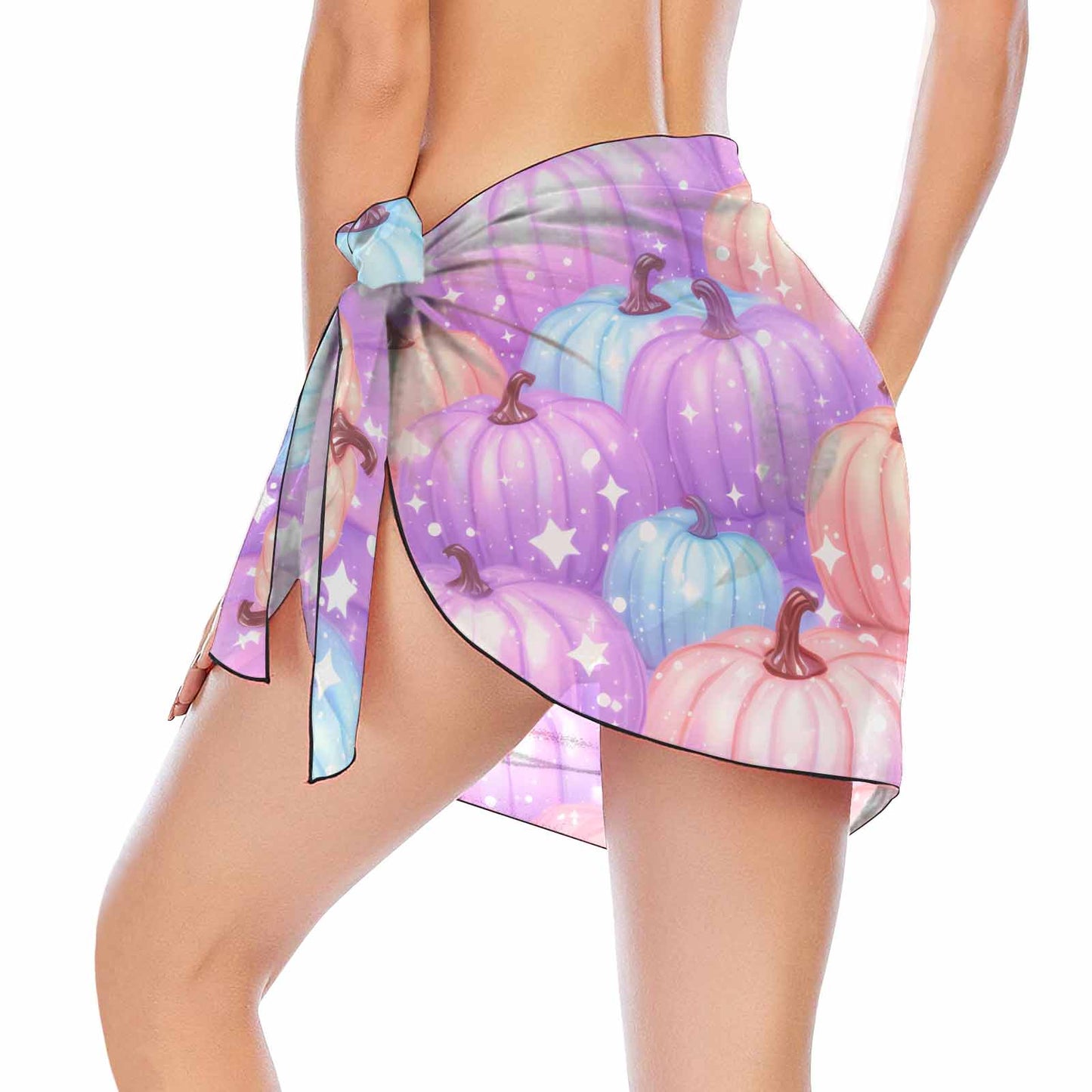 Pastel Pumpkins Halloween  Women's Beach Sarong Wrap