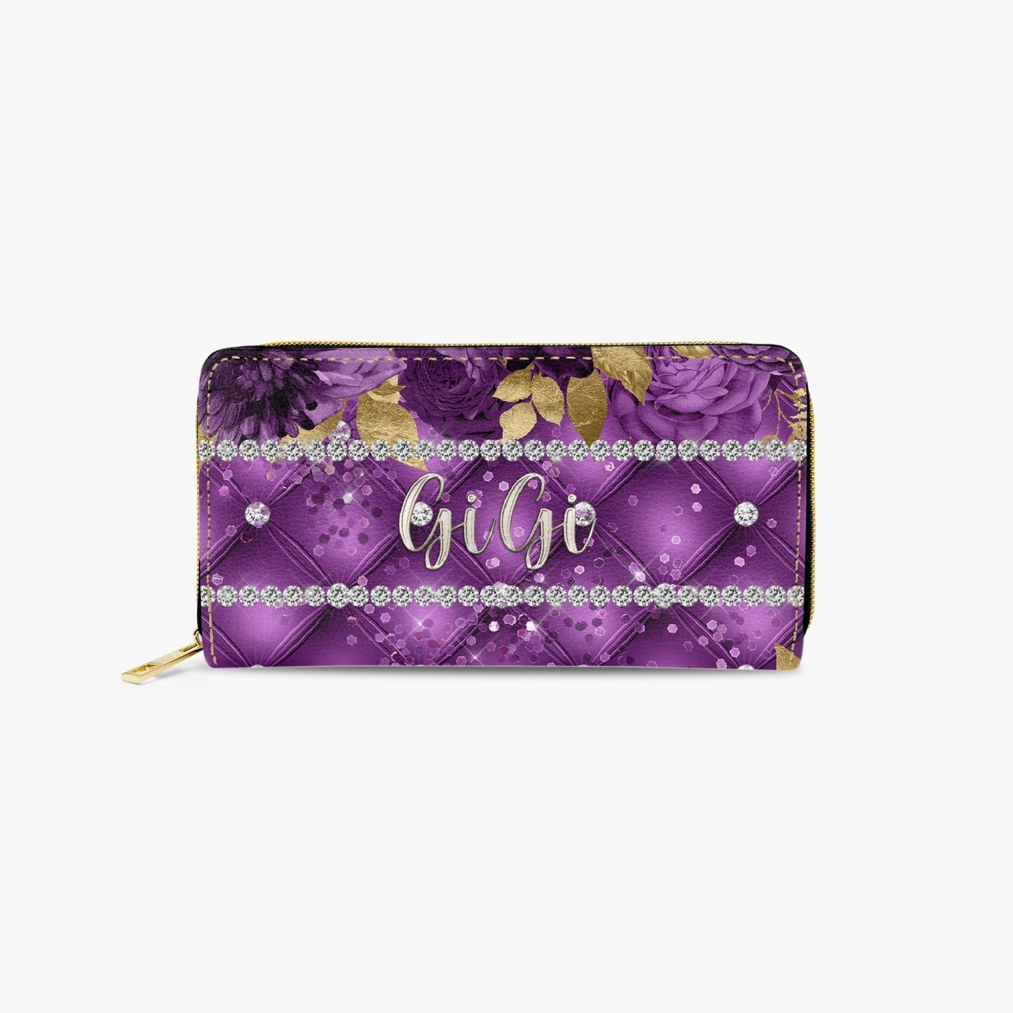 Long Type Zipper Purse - Purple Floral - GiGi