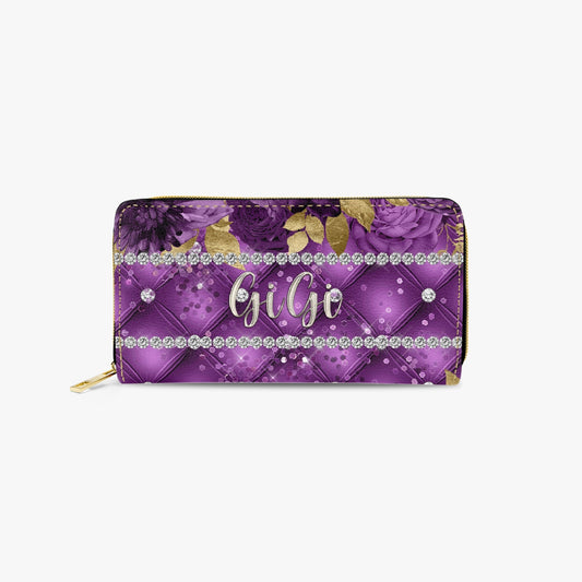 Long Type Zipper Purse - Purple Floral - GiGi