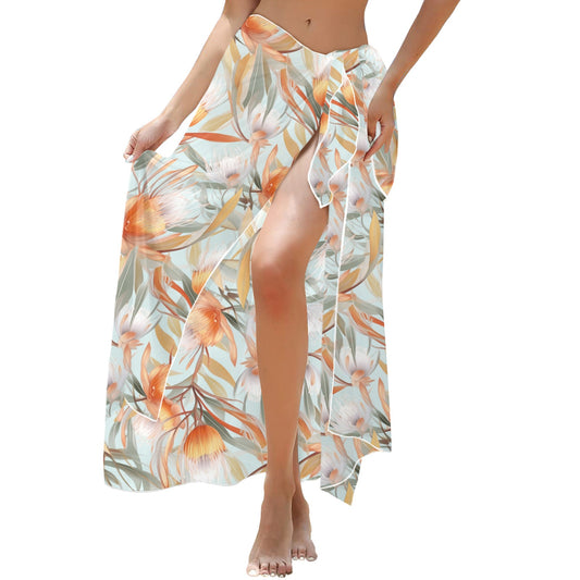 Australian Floral Green Long Beach Sarong Wrap