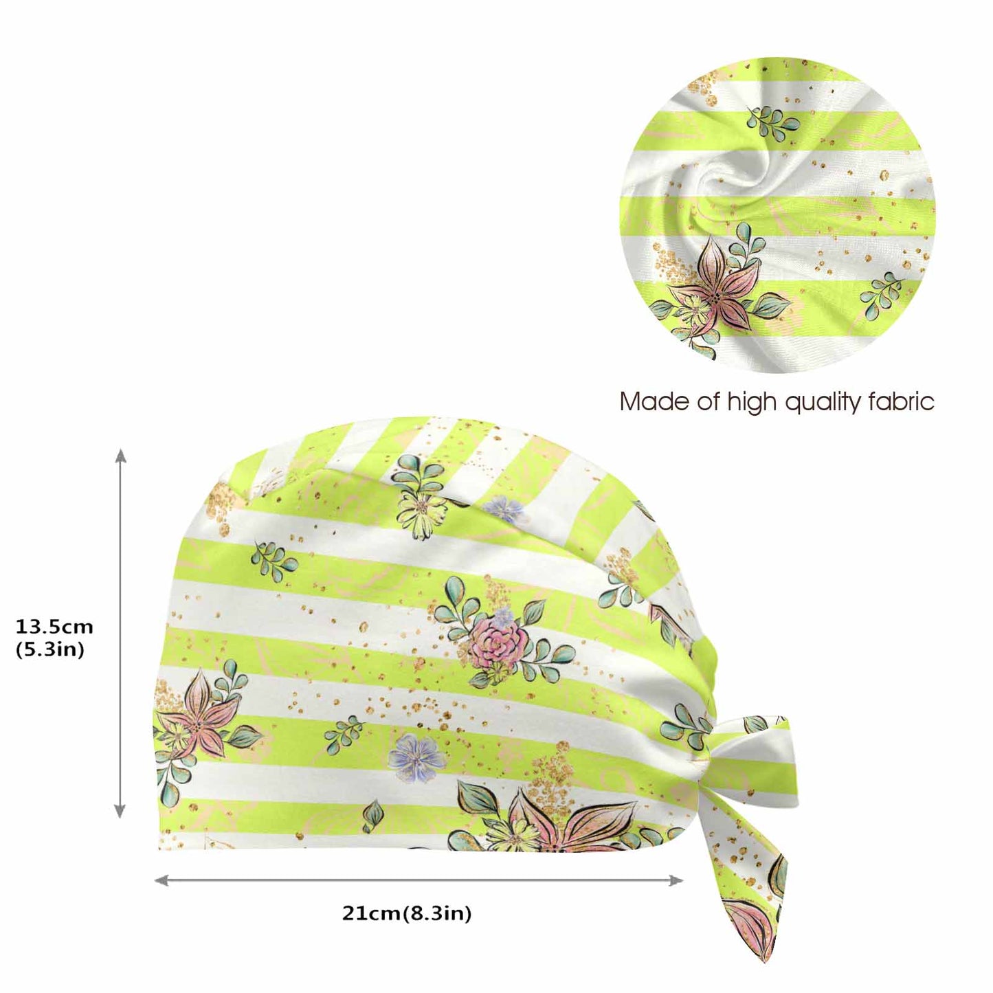 Nurse Scrub Cap Candy Stripe Floral  Scrub Cap