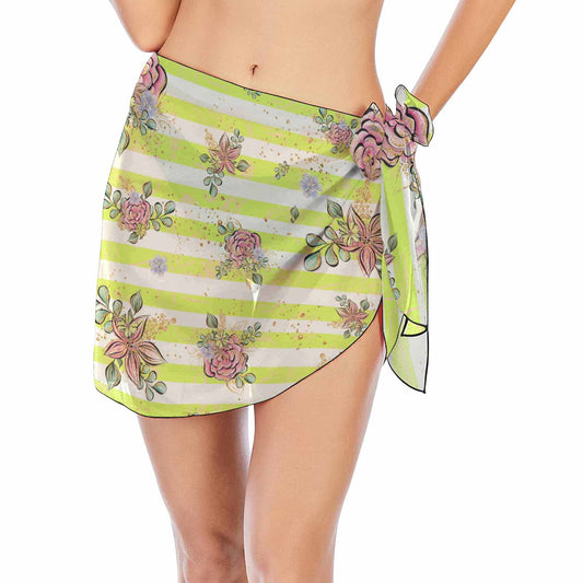 Candy Stripe Floral  Women's Beach Sarong Wrap