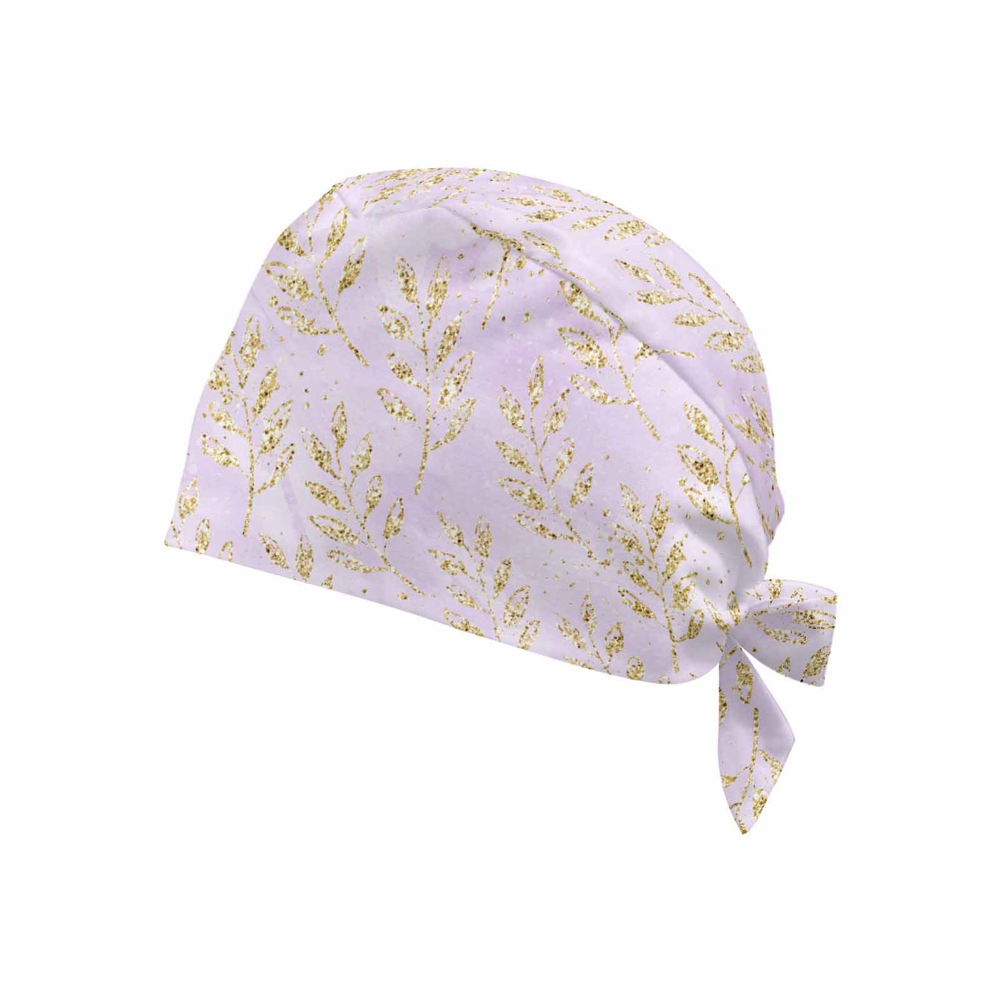 Purple Watercolour Gold Leaves  Scrub Cap