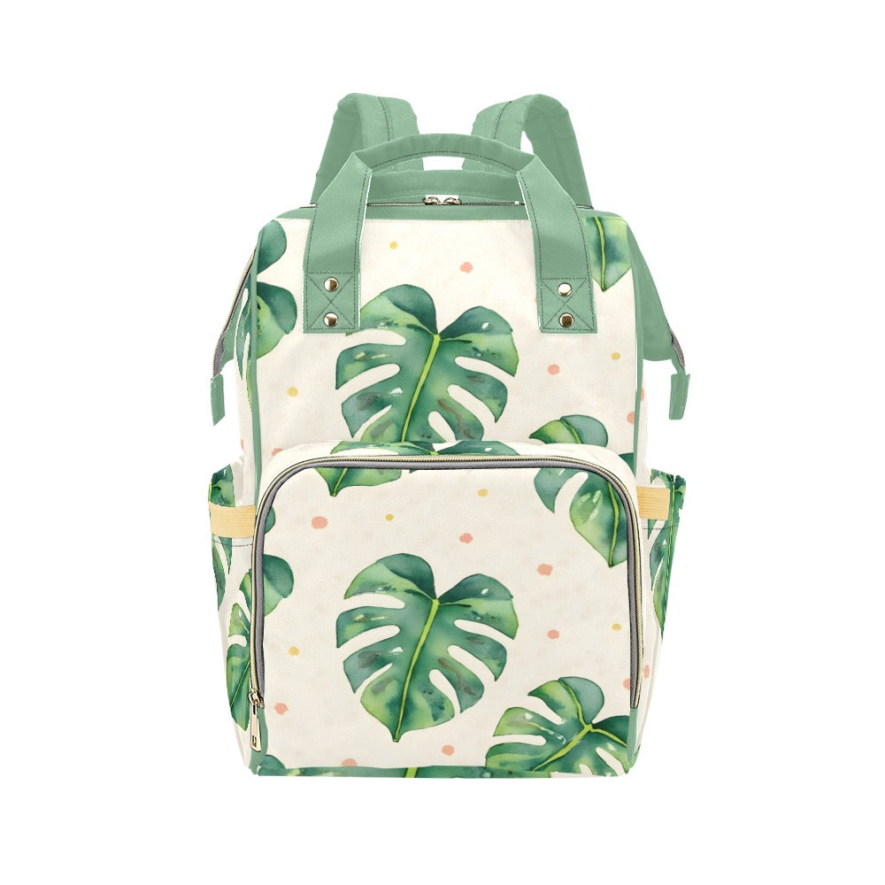 Monsteria Pattern Leaves Multi-Function Diaper Backpack/Diaper Bag (Model 1688)