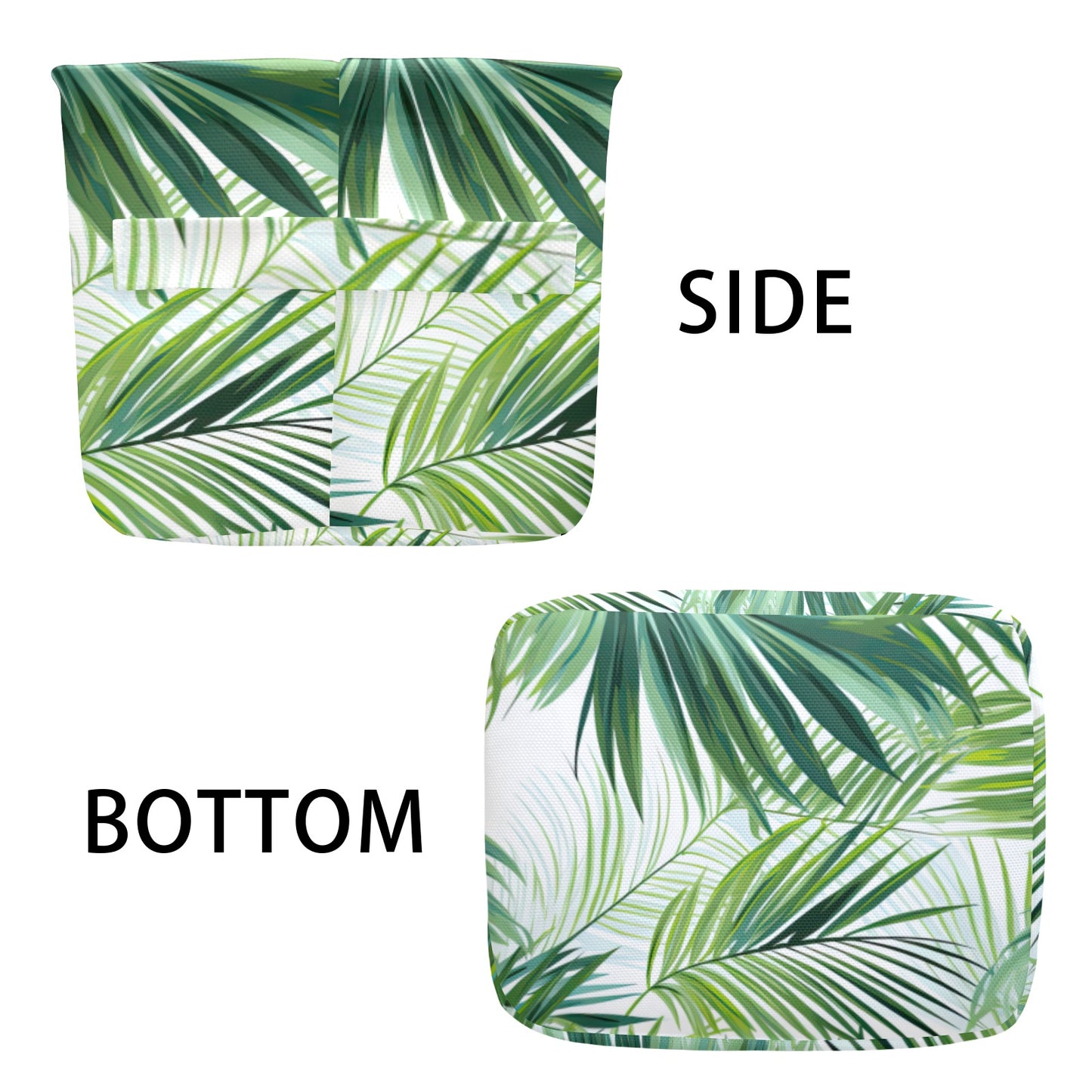 Green Palm Leaves Fabric Storage Basket