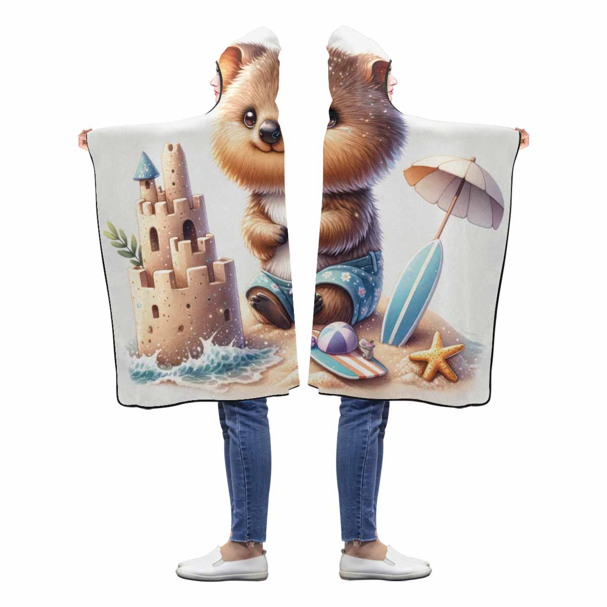 Australian Animal Quokka Awd1324  Hooded Blanket 60"x50"