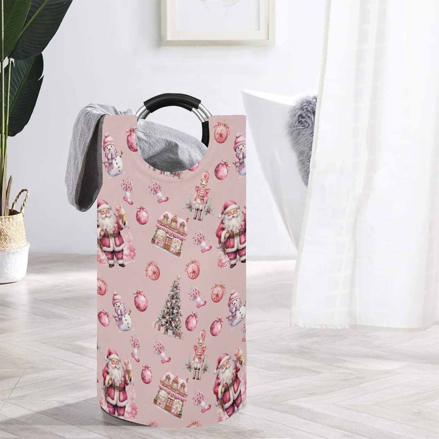 Pink Chirstmas 50  Round Laundry Basket