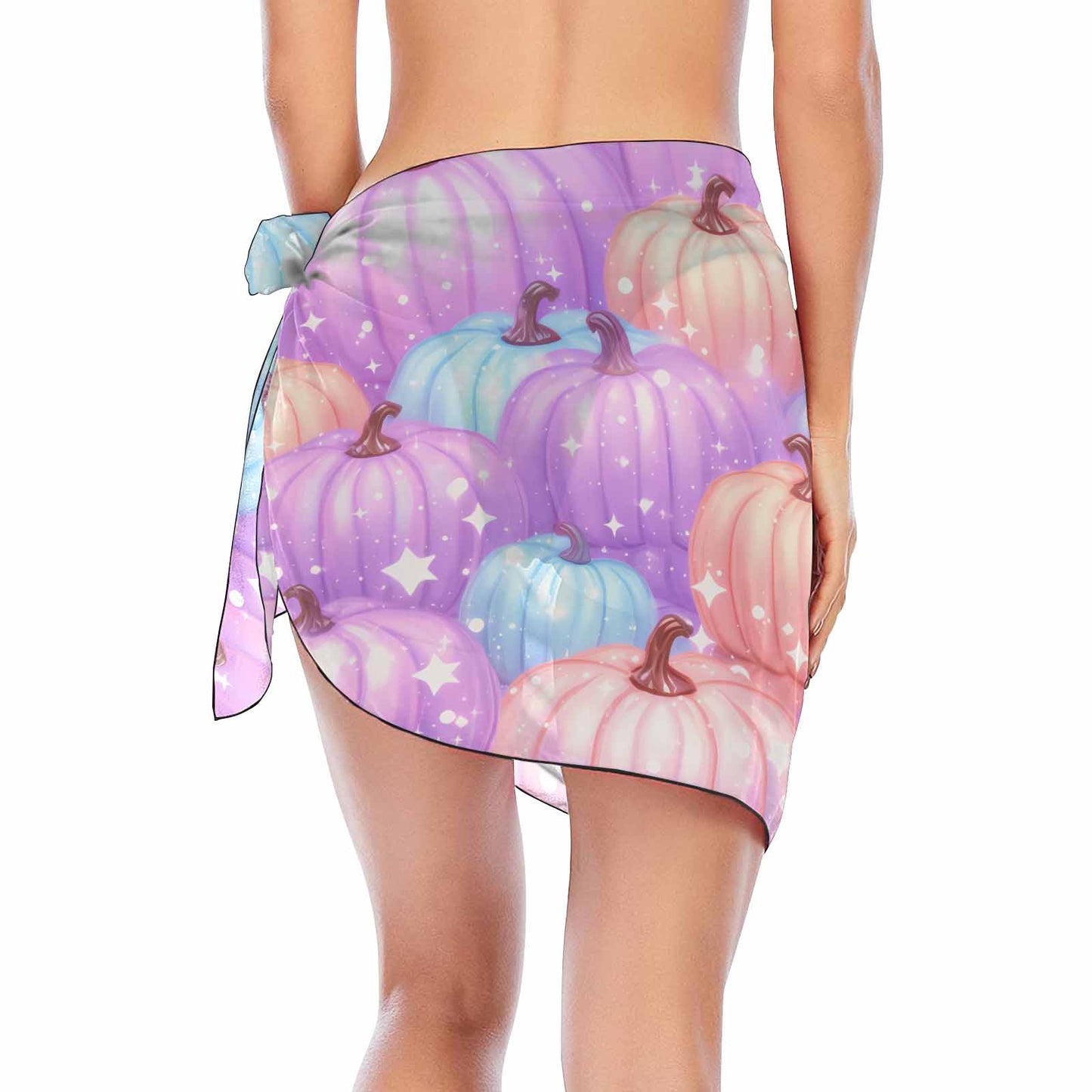 Pastel Pumpkins Halloween  Women's Beach Sarong Wrap