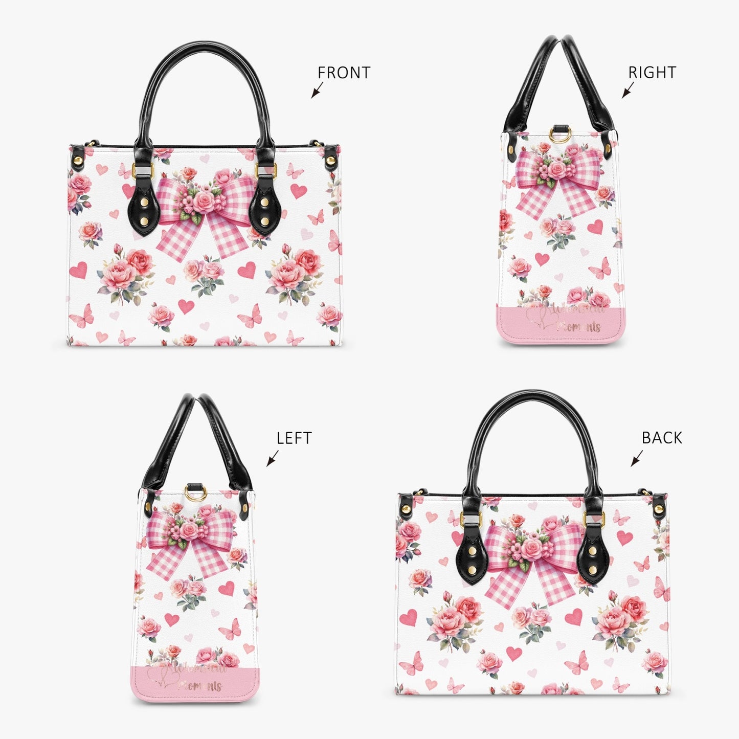 Women's Tote Bag - Rockabilly - Butterfly Hearts and Roses