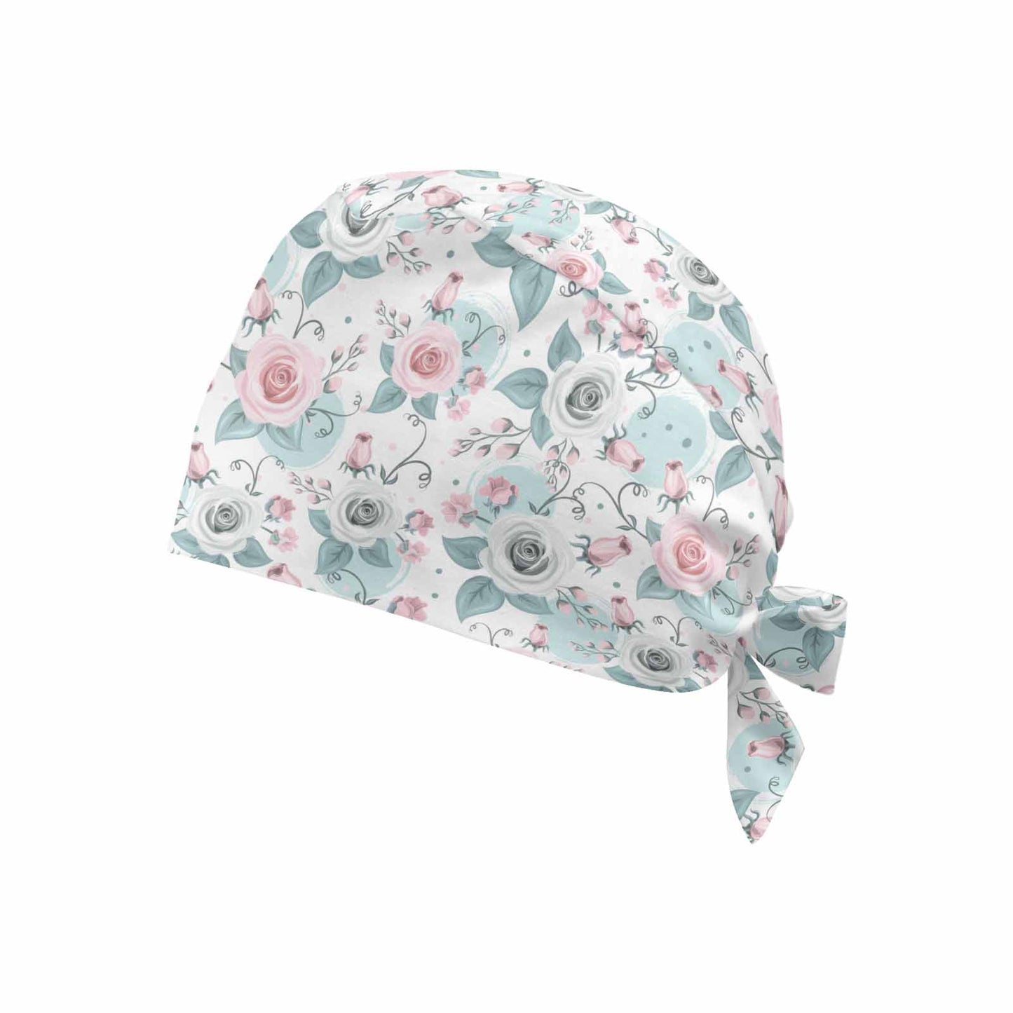 White Pastel Roses  Scrub Cap