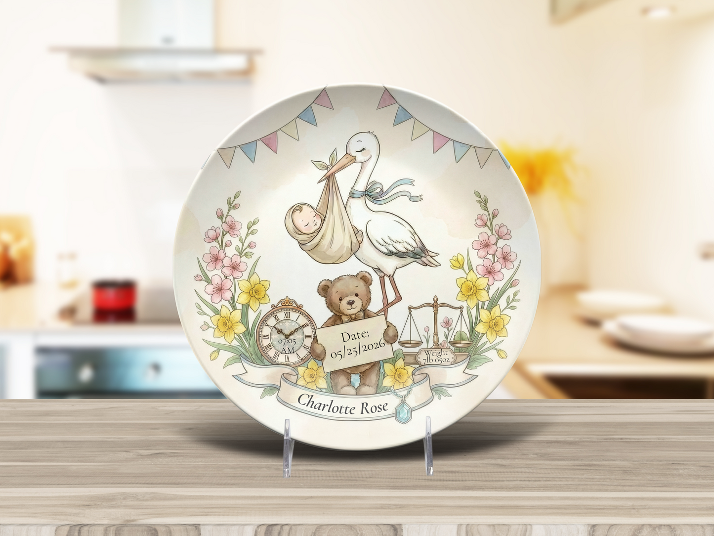 Personalised Baby Keepsake Plate | Birth Details Plate | Newborn Gift | Custom Baby Name Plate | Baby Shower Gift | First Birthday Keepsake