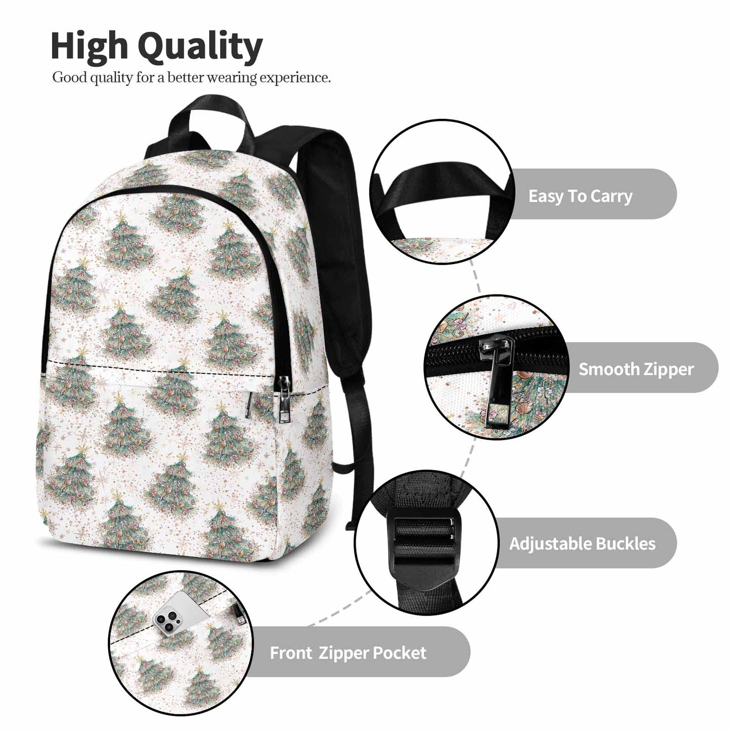 White Christmas Adult Casual Backpack