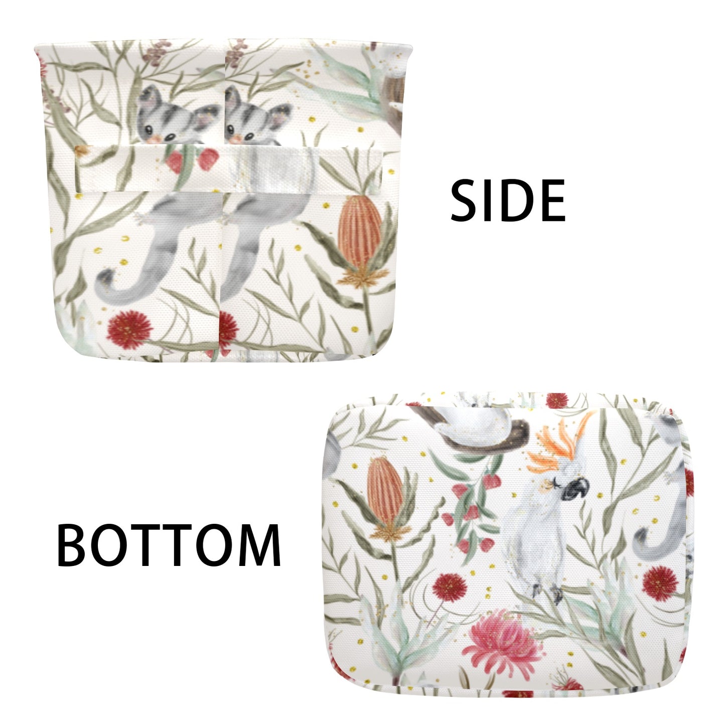 Australian Animals, Koala Cockatoo and Sugar Glider Fabric Storage Basket