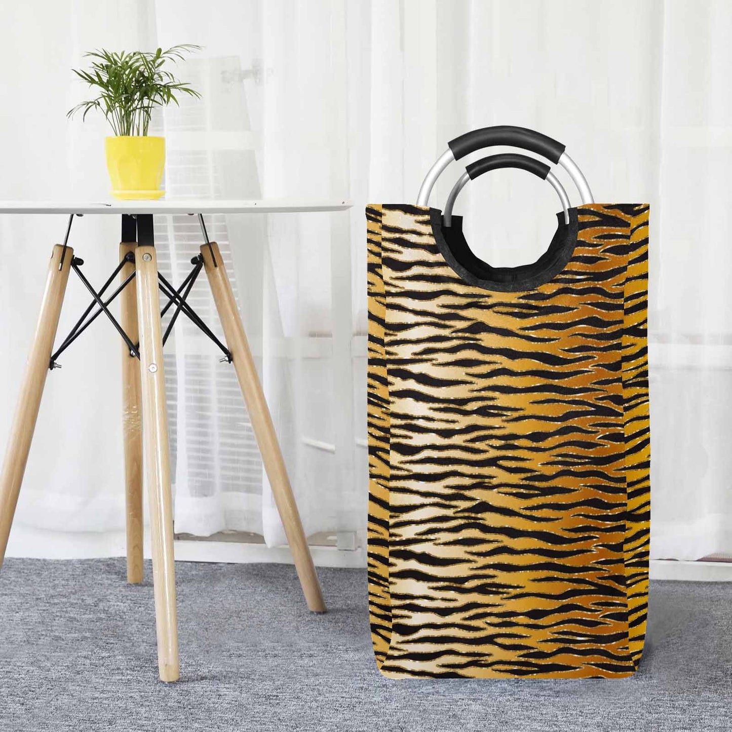 Glitter Gold Animal Print  Square Laundry Basket