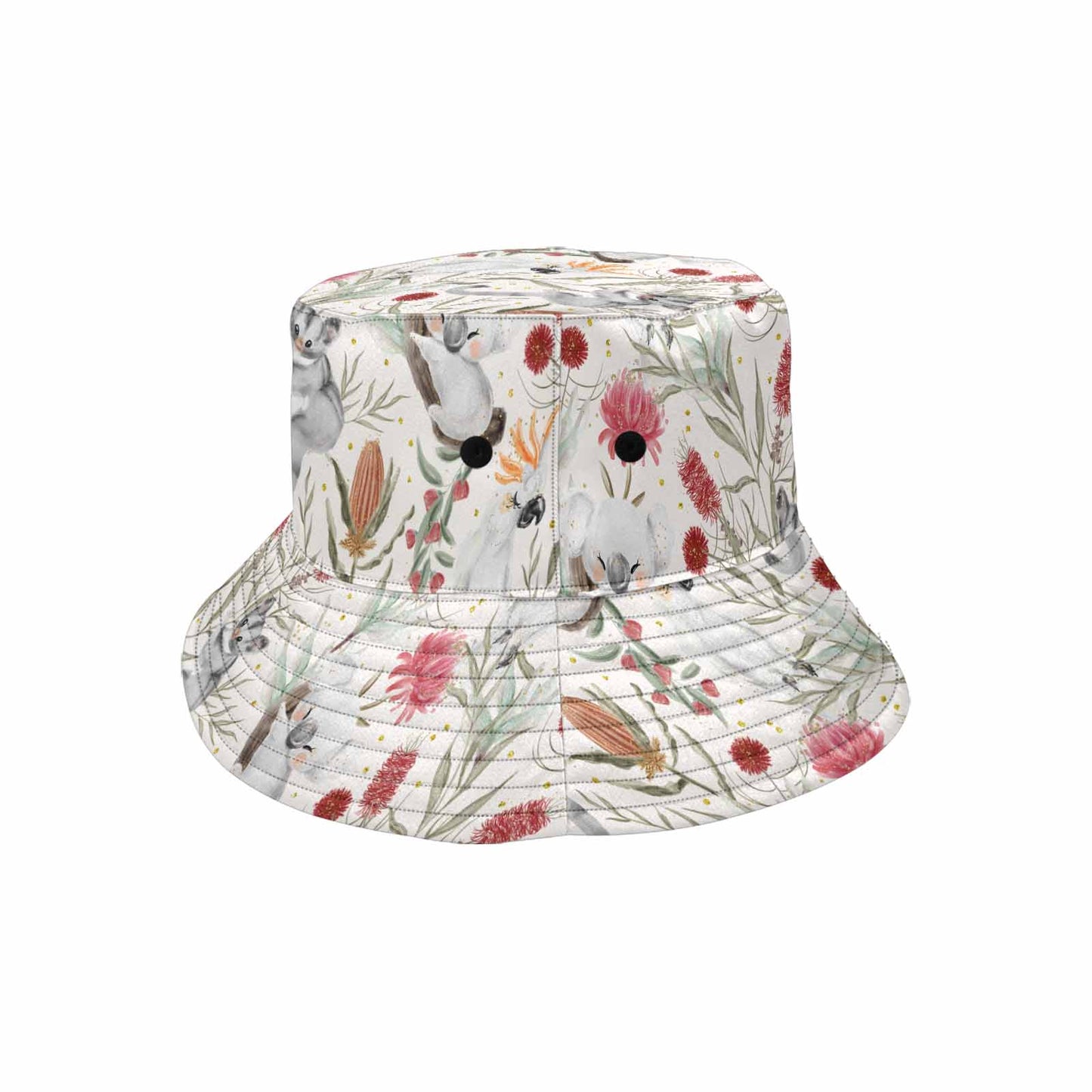 Australian Animals, Koala Cockatoo and Sugar Glider  Unisex Summer Single-Layer Bucket Hat