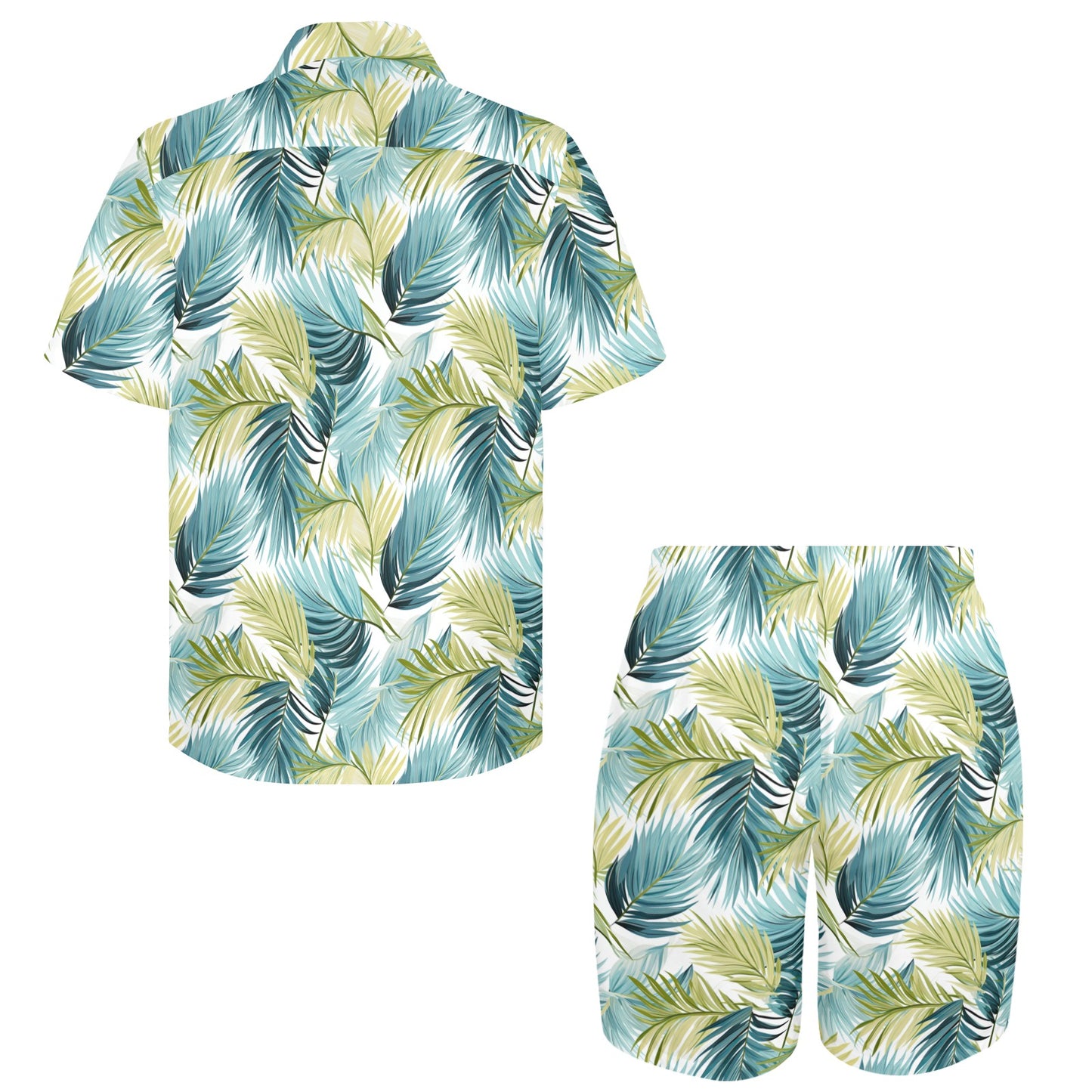 Men's Shirt & Shorts Set Palm Leaves Men's Shirt and Shorts Outfit (Set26)