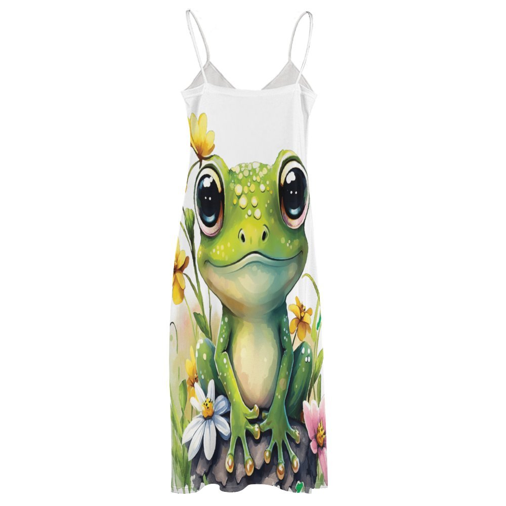 Frog Spaghetti Strap Ankle-Length Dress Long dress