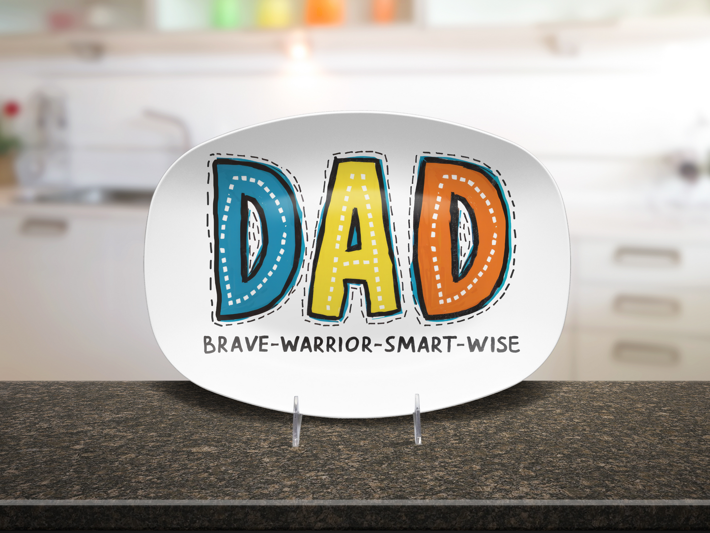 BBQ Platter Dad Brave Warrior Smart Wise 10"x14" Platter