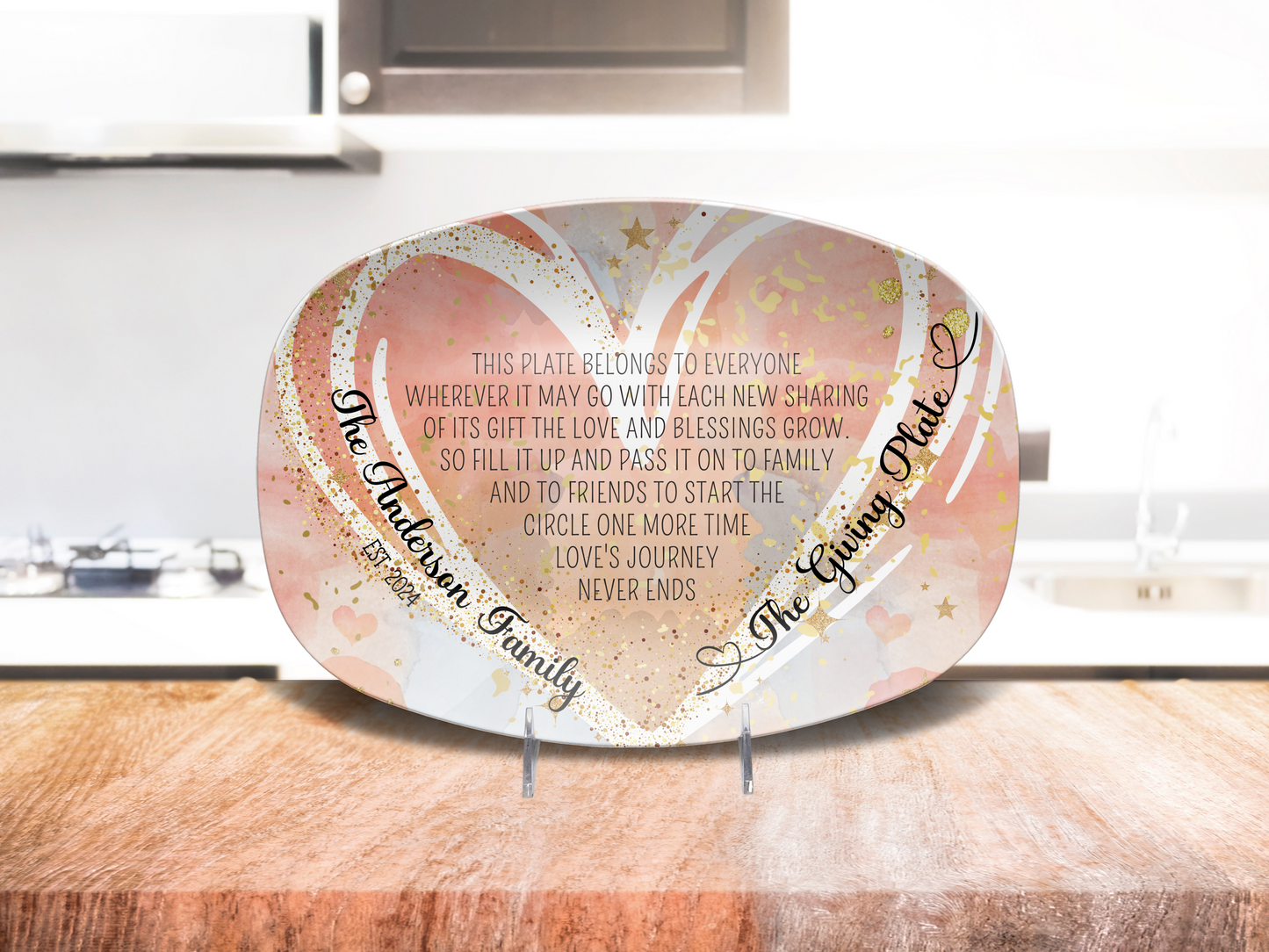 Personalised Heart The Giving Plate Platter, 10"x14" Platter