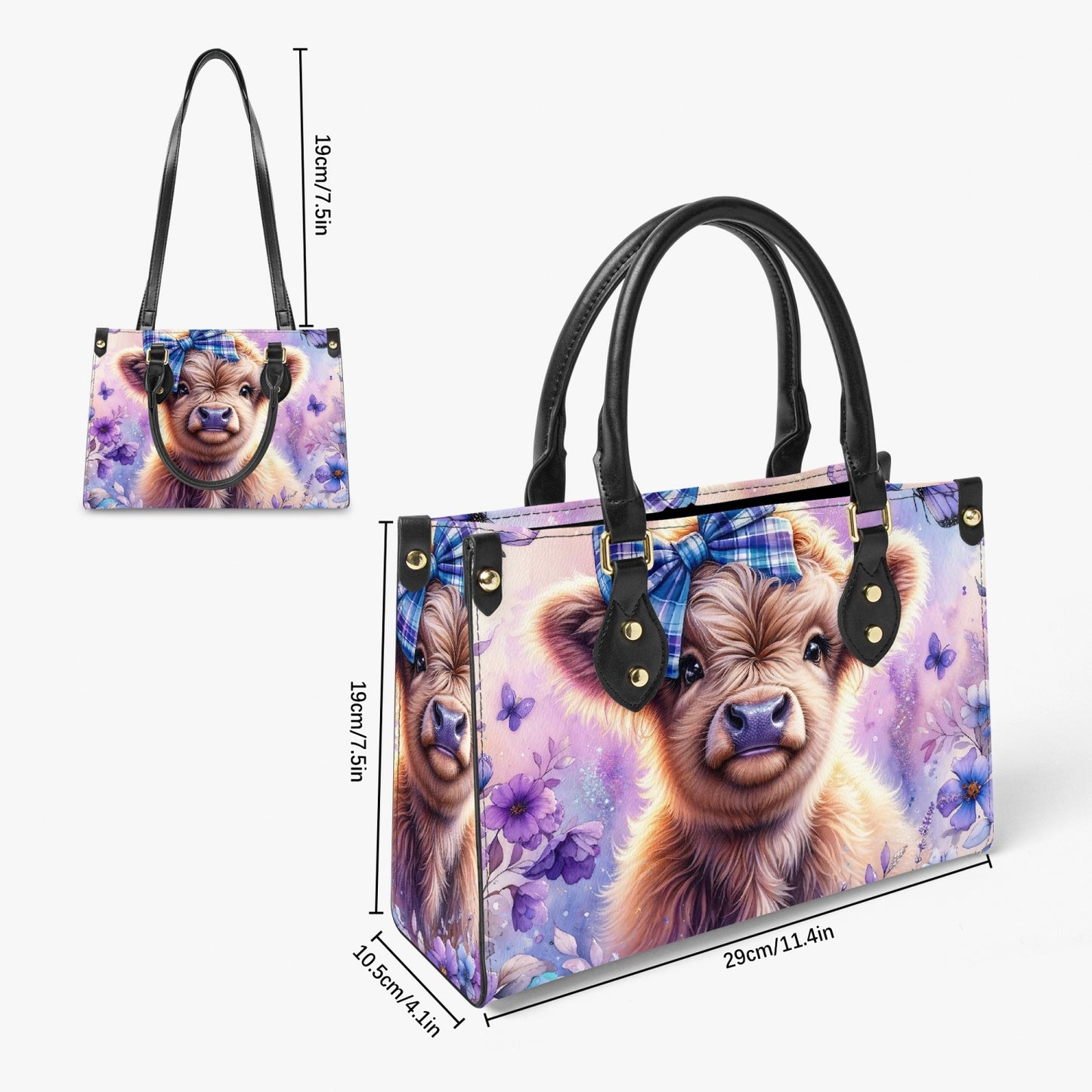 Women's Tote Bag - Long Strap - Highland Cow