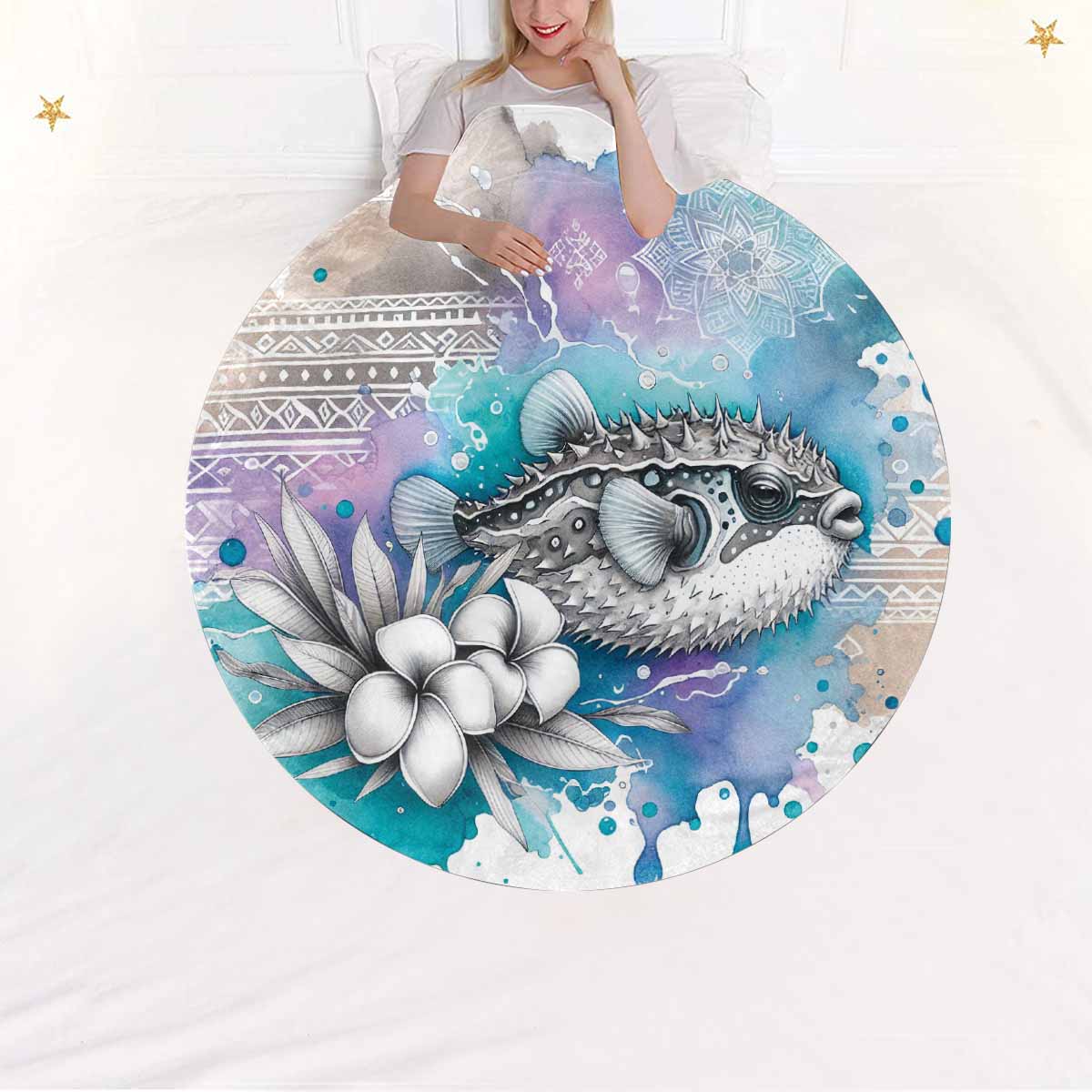 Sea_Animals_Stonfish_Awd351105  Circular Micro Fleece Blanket 47"