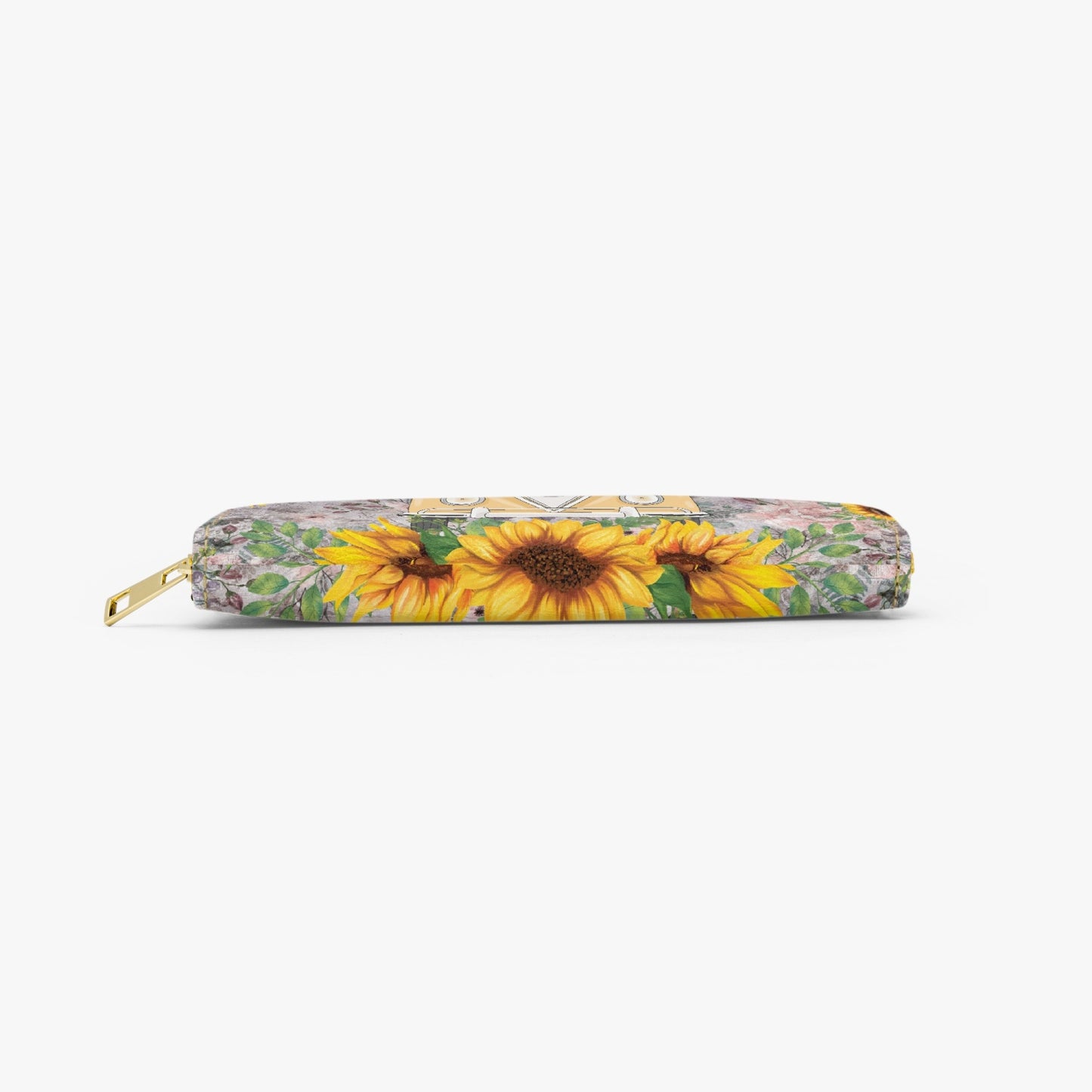 Long Type Zipper Purse, Combi Van, Sunflowers, awd-1358