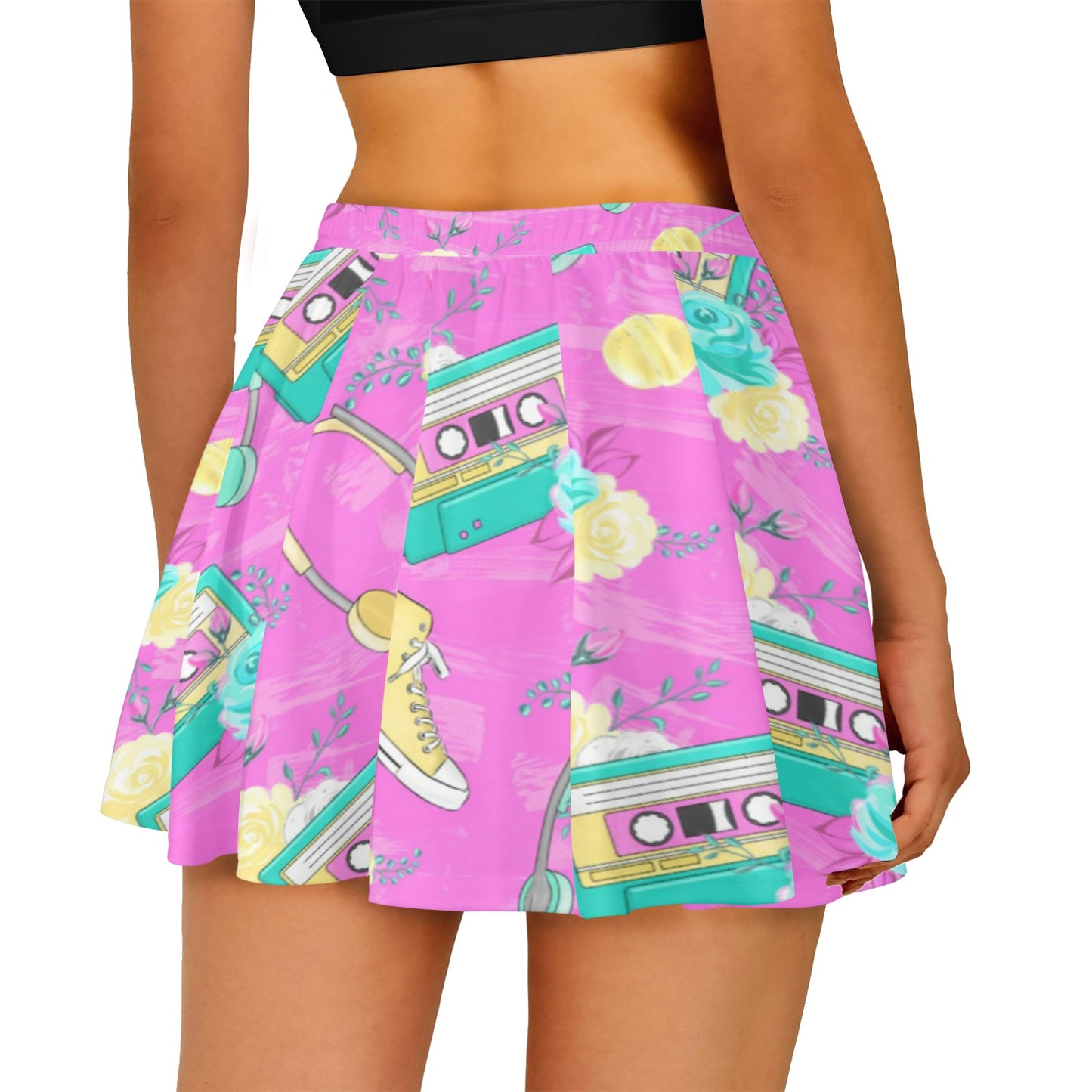 Mariner Skater Skirt 70's 80's 90's Tape All Over Print Skater Skirt (Model D69)