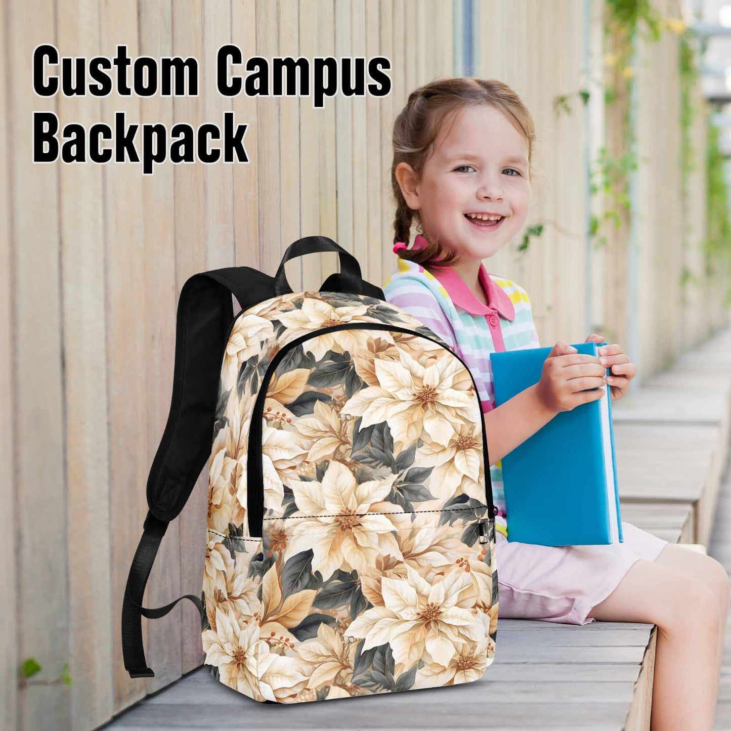 Cream Poinsettia2  Adult Casual Backpack