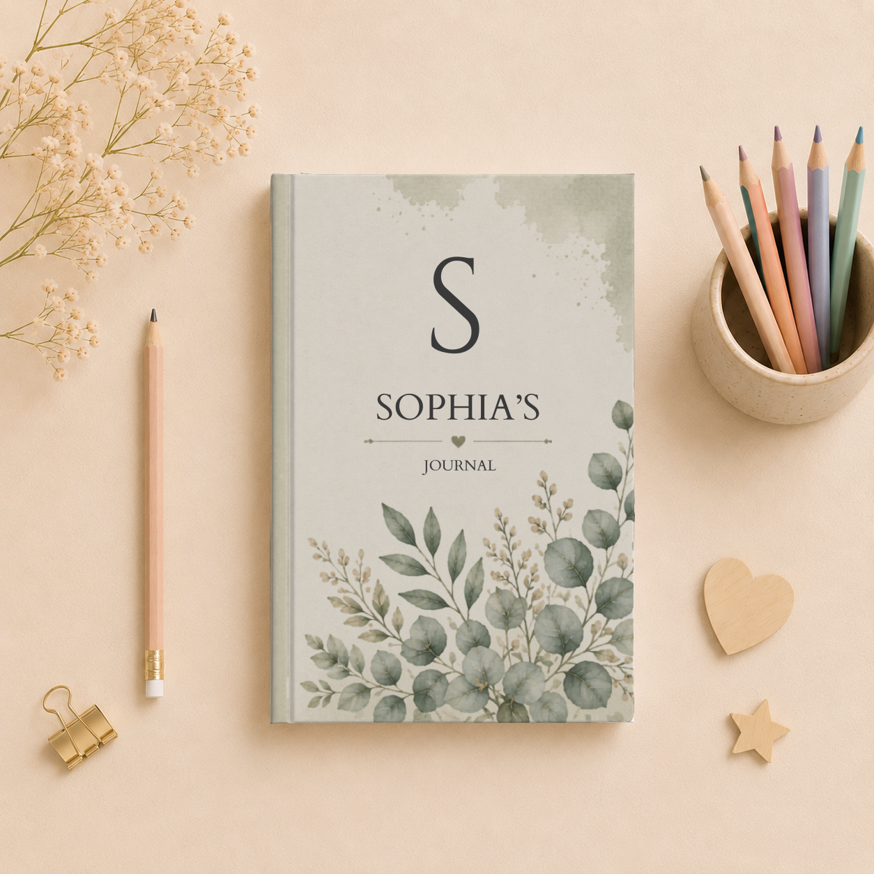Personalized Hardcover Journal, Custom Journals with Initial, Elegant Floral Notebook, Personalized Gift for Writers, Unique Stationery