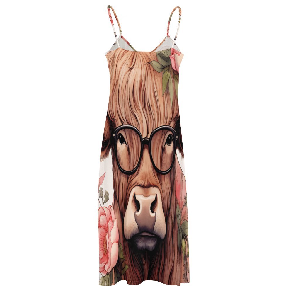 Highland Cow Spaghetti Strap Ankle-Length Dress Long dress